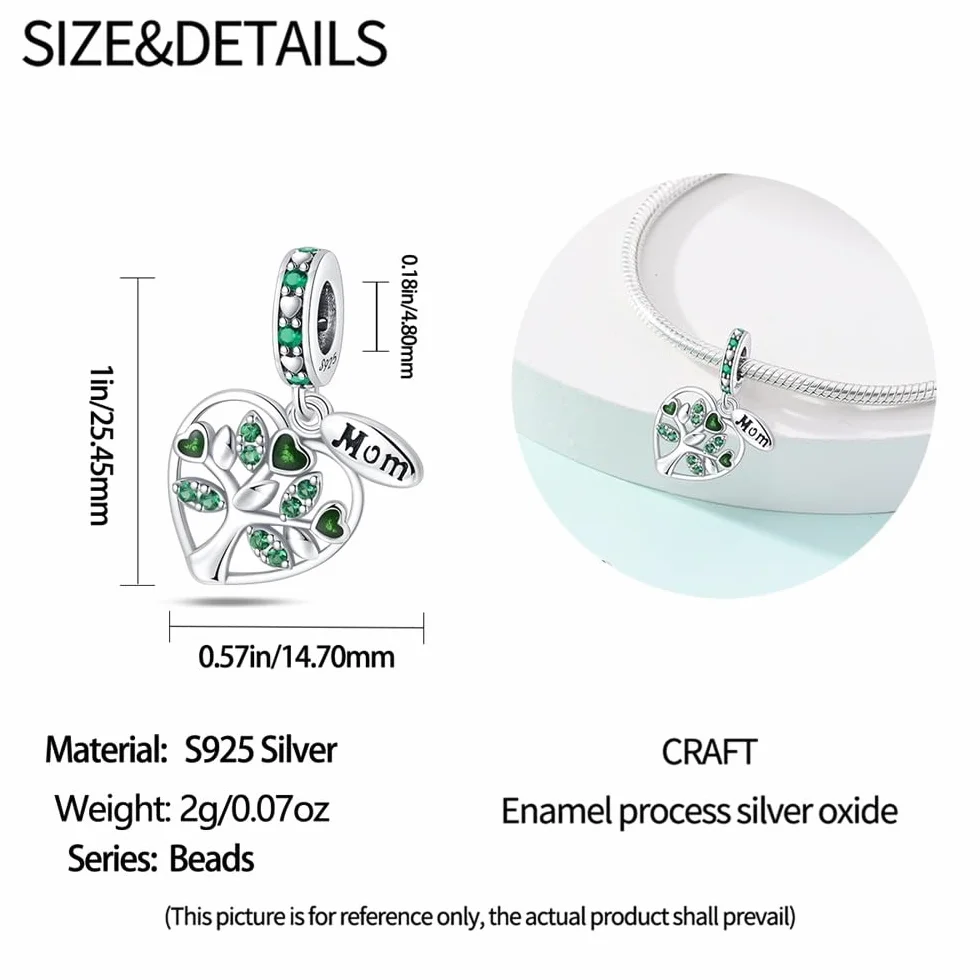 HappyStar Srebro 925 Charms Wisiorki Koraliki do Bransoletek Pandora Prezent na Dzień Matki