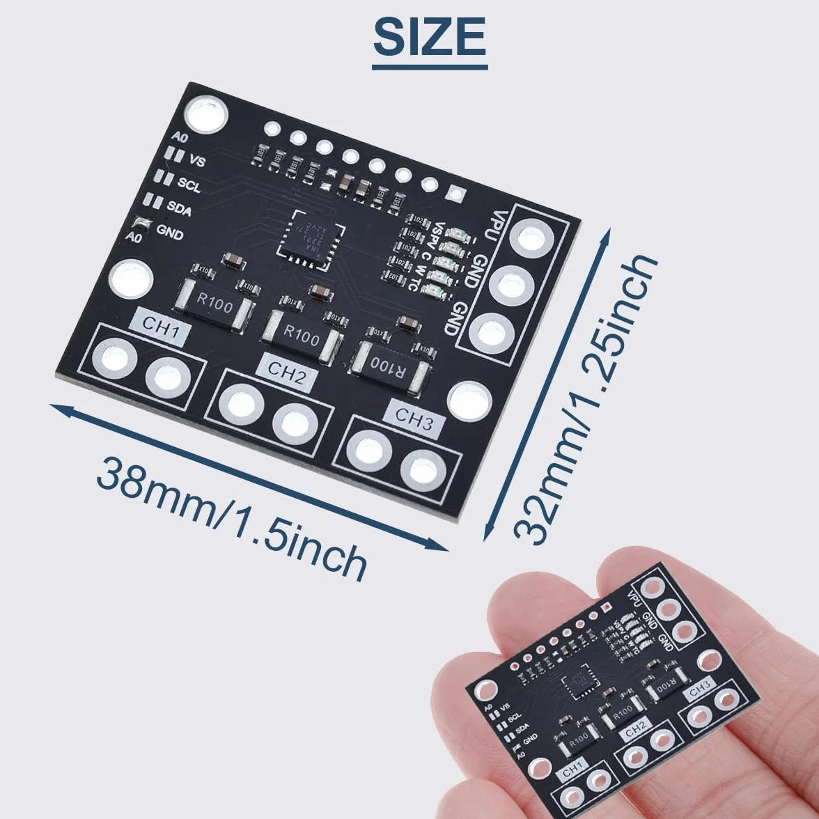 2 szt. I2C SMBUS INA3221 3-kanałowy moduł czujnika napięcia bocznego High-Side-wyjściowa płyta sterująca zamiennik INA219