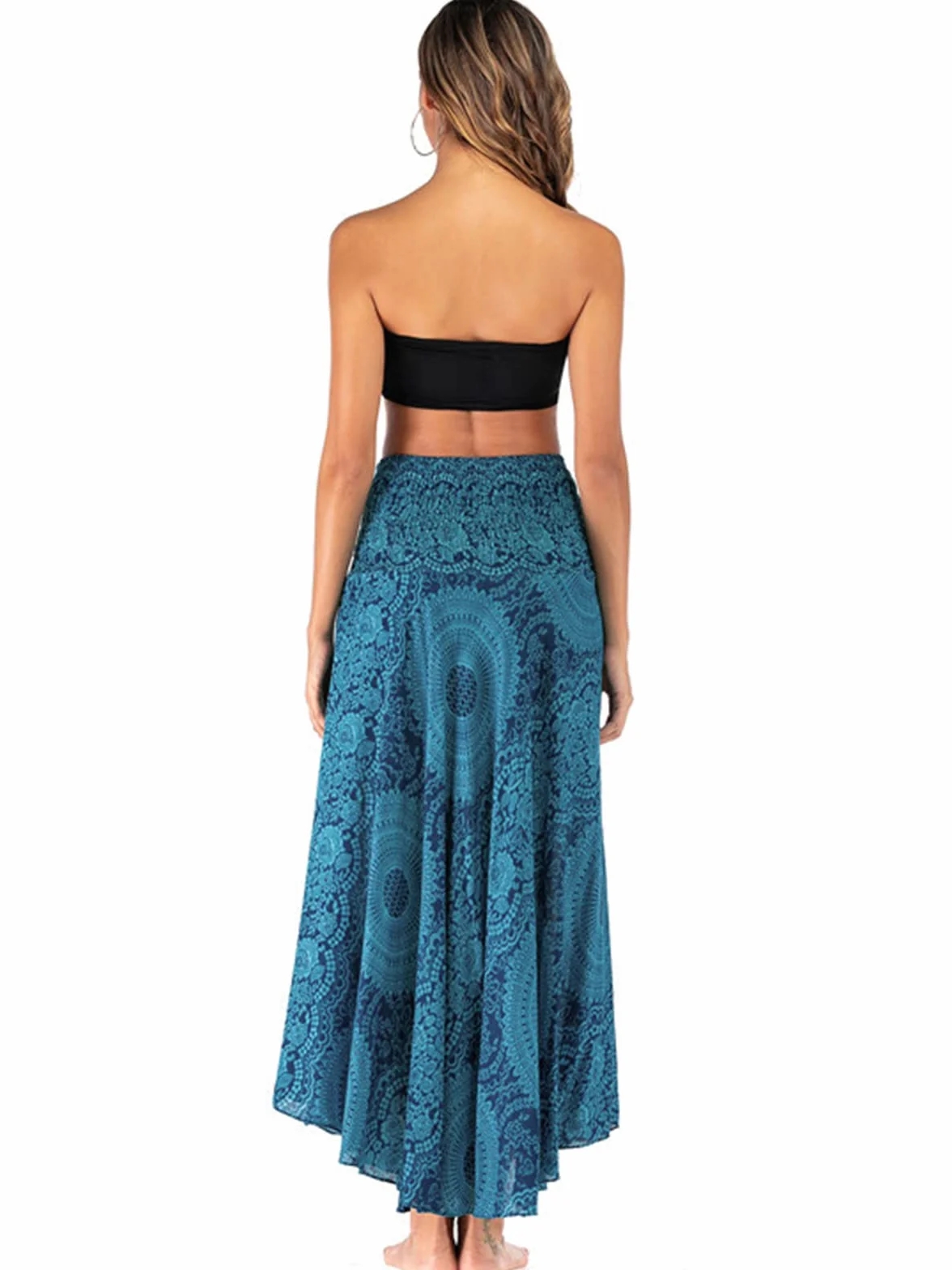 Adigaber Elegancka spódnica maxi 2 w 1 długa sukienka boho do tańca brzucha