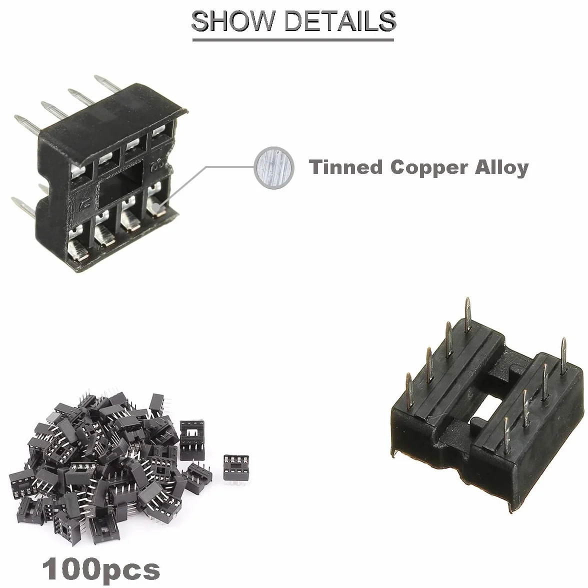 100 sztuk DIP-IC cokół 8-biegunowy odstęp 2,54 mm adapter gniazda IC typ lutowania płaskie komponenty IC wysokiej jakości z trzpieniem z drutu cynowego do eksperymentów elektronicznych do samodzielnego wykonania