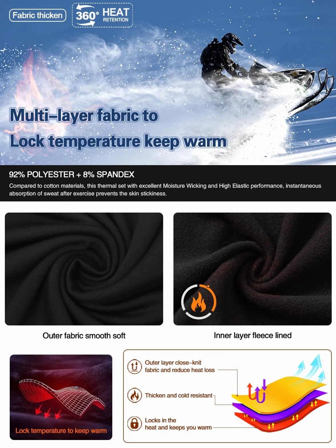 MEETWEE Zestawy termiczne męskie Mężczyźni Men Thermal Underwear Set (1 w zestawie)