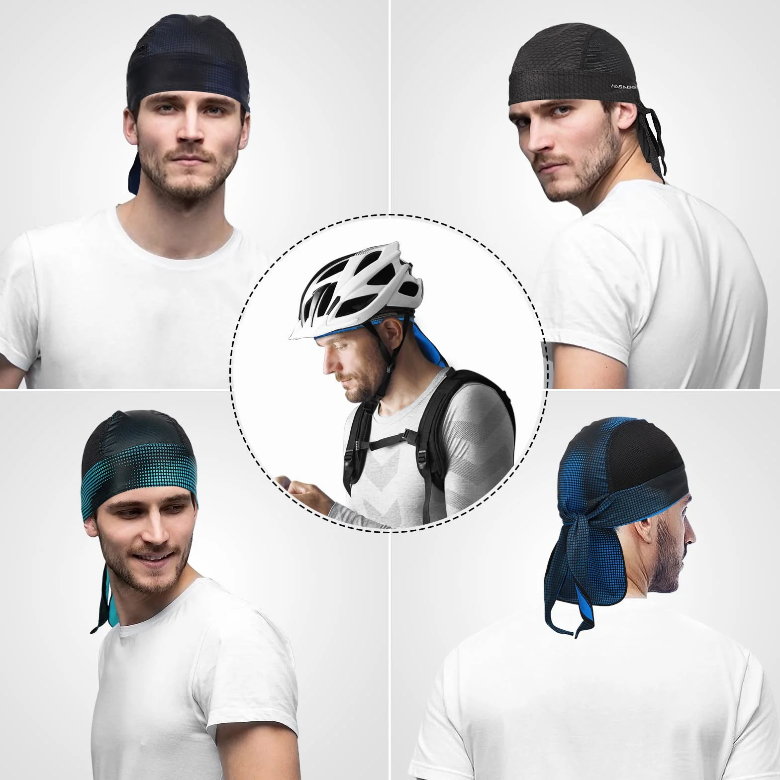 HASAGEI Bandana męska i damska, chusta na głowę, bandana, czapka rowerowa, elastyczna, oddychająca, odprowadzająca pot, szybkoschnąca, sportowa, nakrycie głowy na lato, ciemnoniebieski, jeden rozmiar
