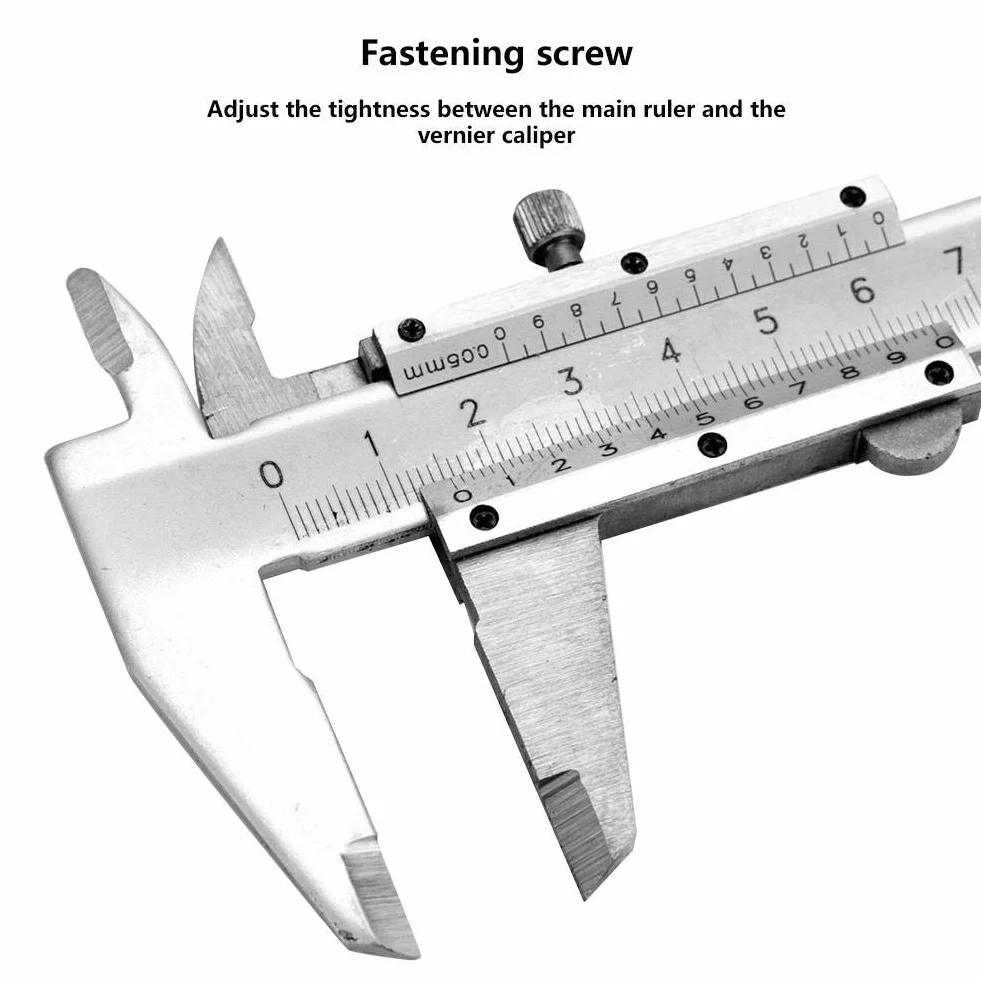 Vernier Suwmiarka 0-150 mm, stal nierdzewna wewnętrzny analogowy suwmiarka precyzyjny pomiar linijka mikrometr trwałe narzędzie z pudełkiem