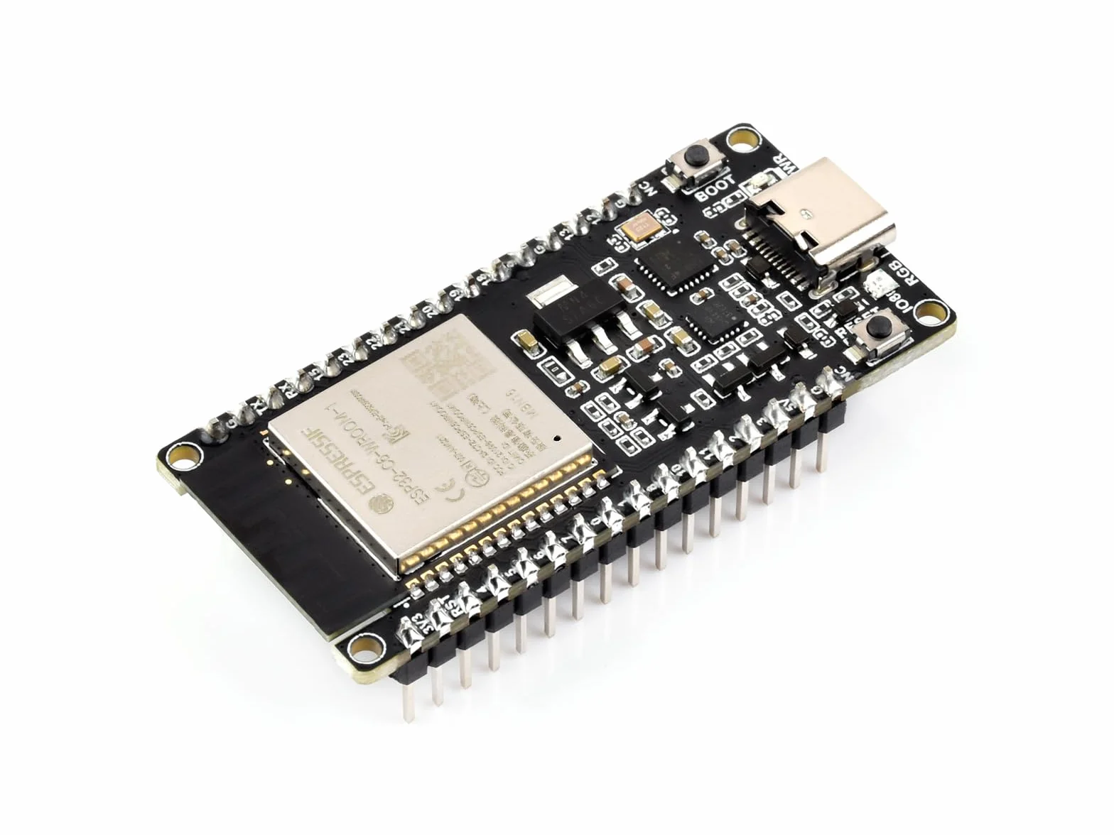 Waveshare ESP32-C6 Microcontroller, WiFi 6 Development Board, 160MHz Single-core Processor, ESP32-C6-WROOM-1-NX Series Module, Supports USB and UART Development,16MB Flash, with Pinheader