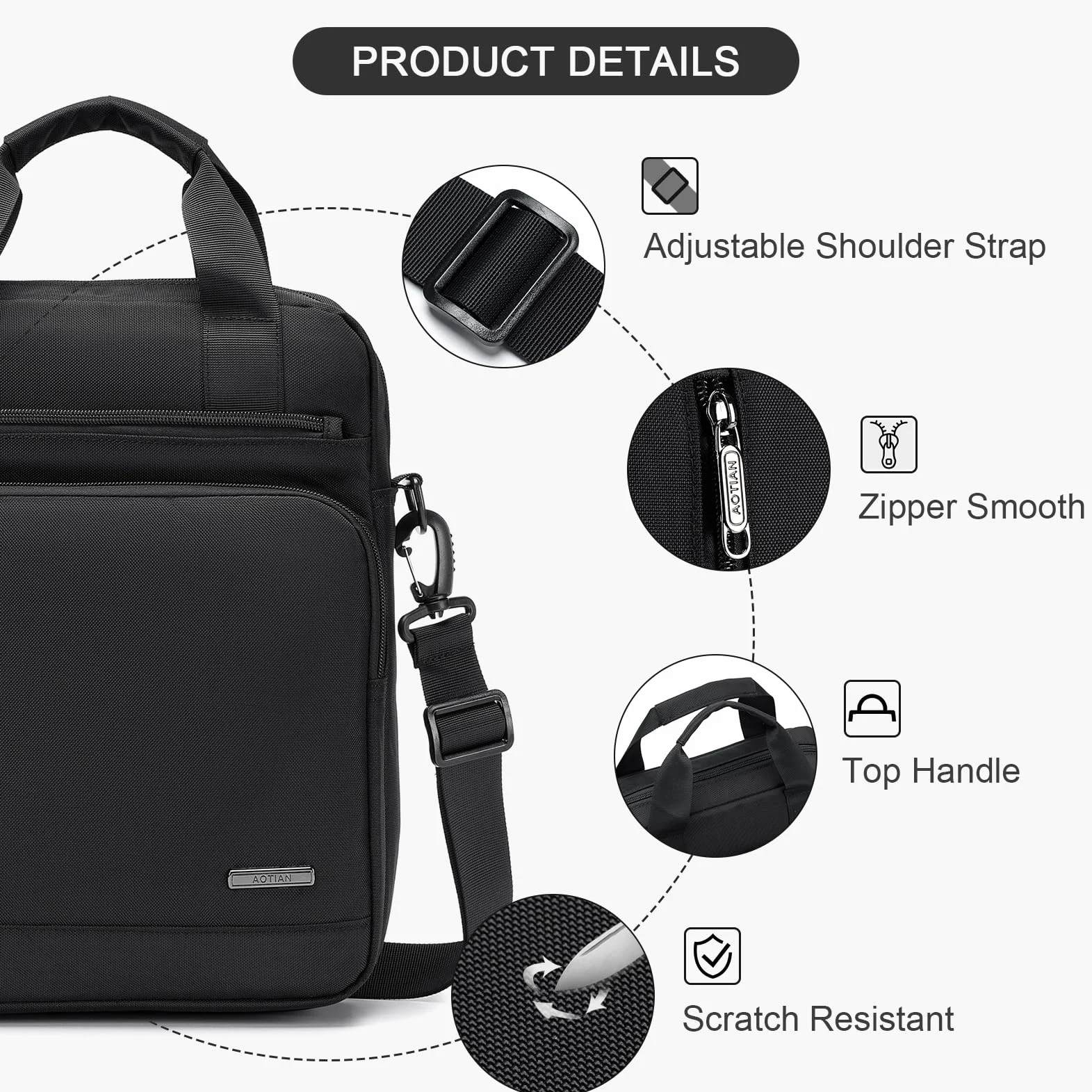 Torba Na Ramię Dla Mężczyzn Duża Wielokieszeniowa Laptop 14 Cali 28x33x10cm Wodoodporna Torba Oxford Sling Crossbody Bag Torba Męska Z Górnym Uchwytem Do Pracy, Podróży