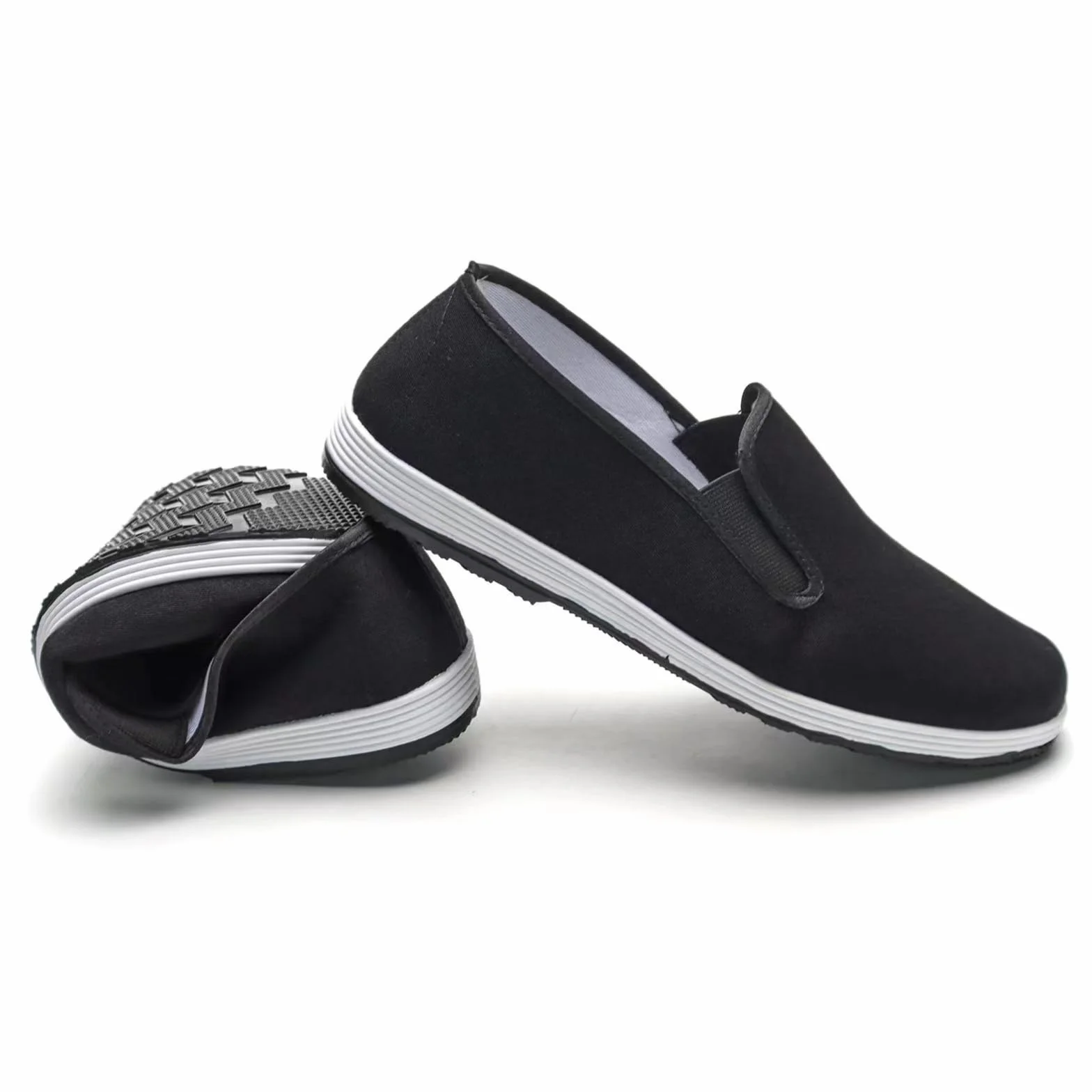 Buty Tai Chi, tradycyjne chińskie buty kung fu z płótna żaglowego, stare buty pekińskie do sztuk walki, czarna gumowa podeszwa, uniseks