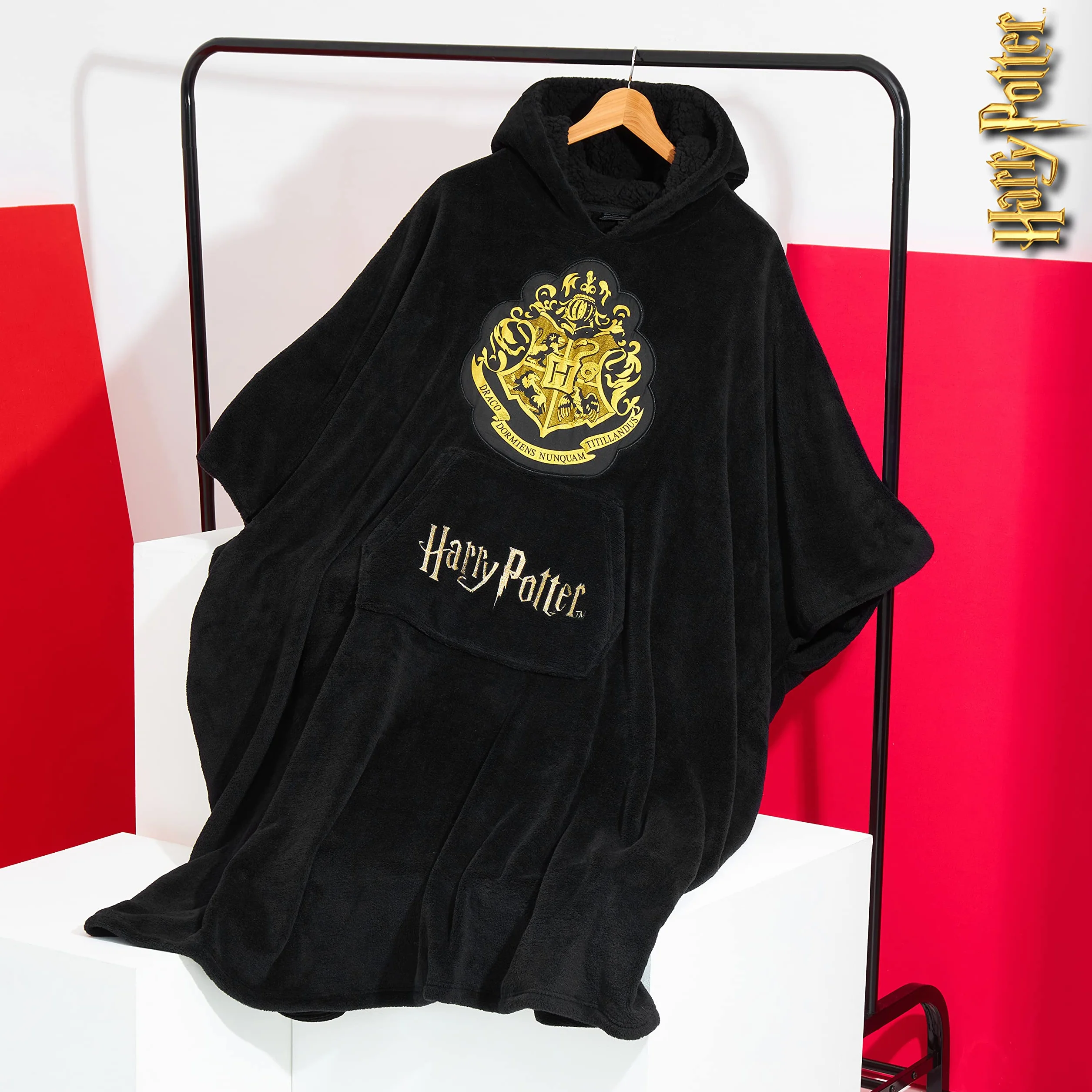 Harry Potter Koc oversize z kapturem dla kobiet, mężczyzn i nastolatków, polarowy koc do noszenia