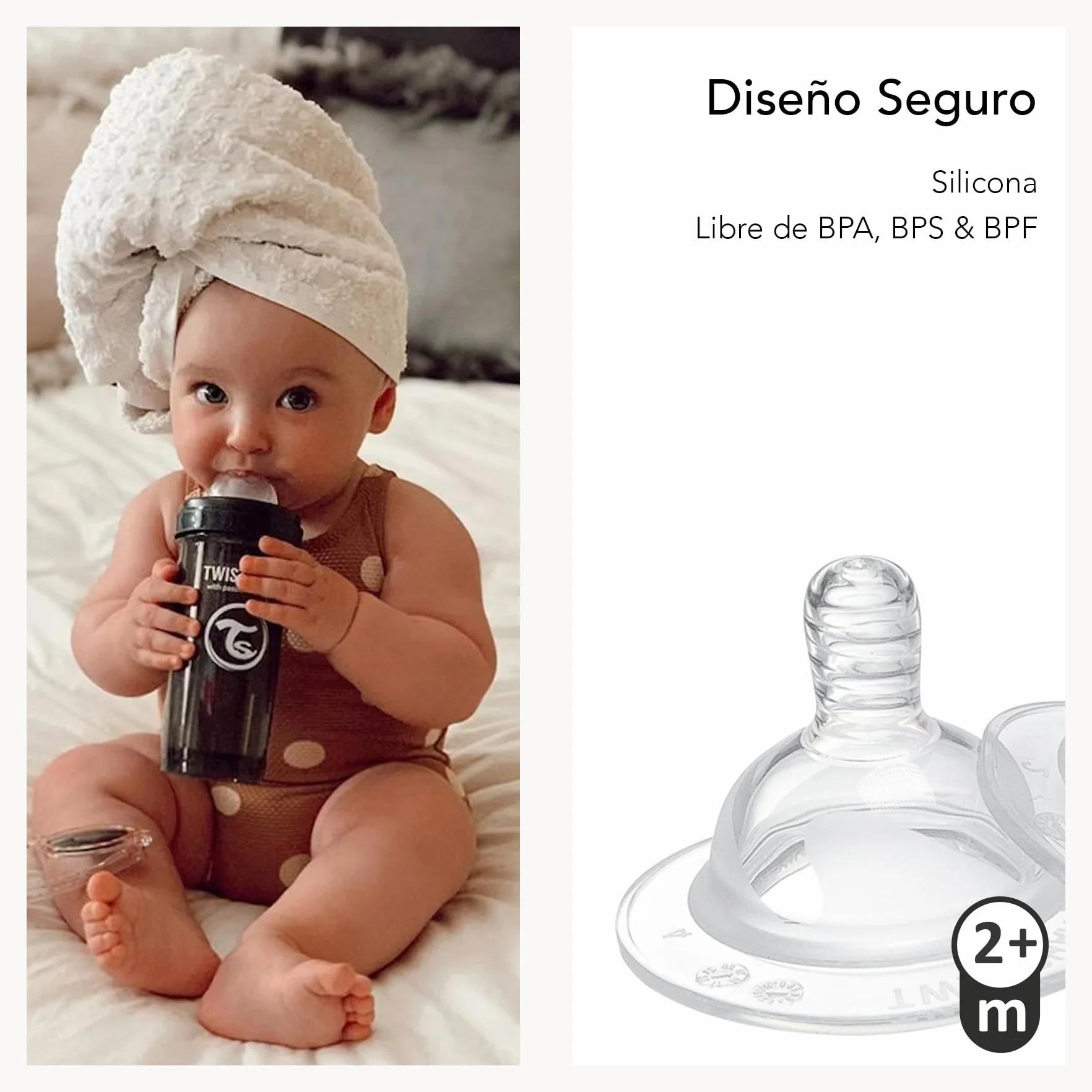 Twistshake Baby Smoczki Antykolkowe - Zestaw 2 (2 Miesięcy+) | Smoczki do Butelek dla Niemowląt o Strukturze Przypominającej Pierś | Miękki Silikonowy Smoczek dla Niemowląt | Bez BPA | Przezroczysty