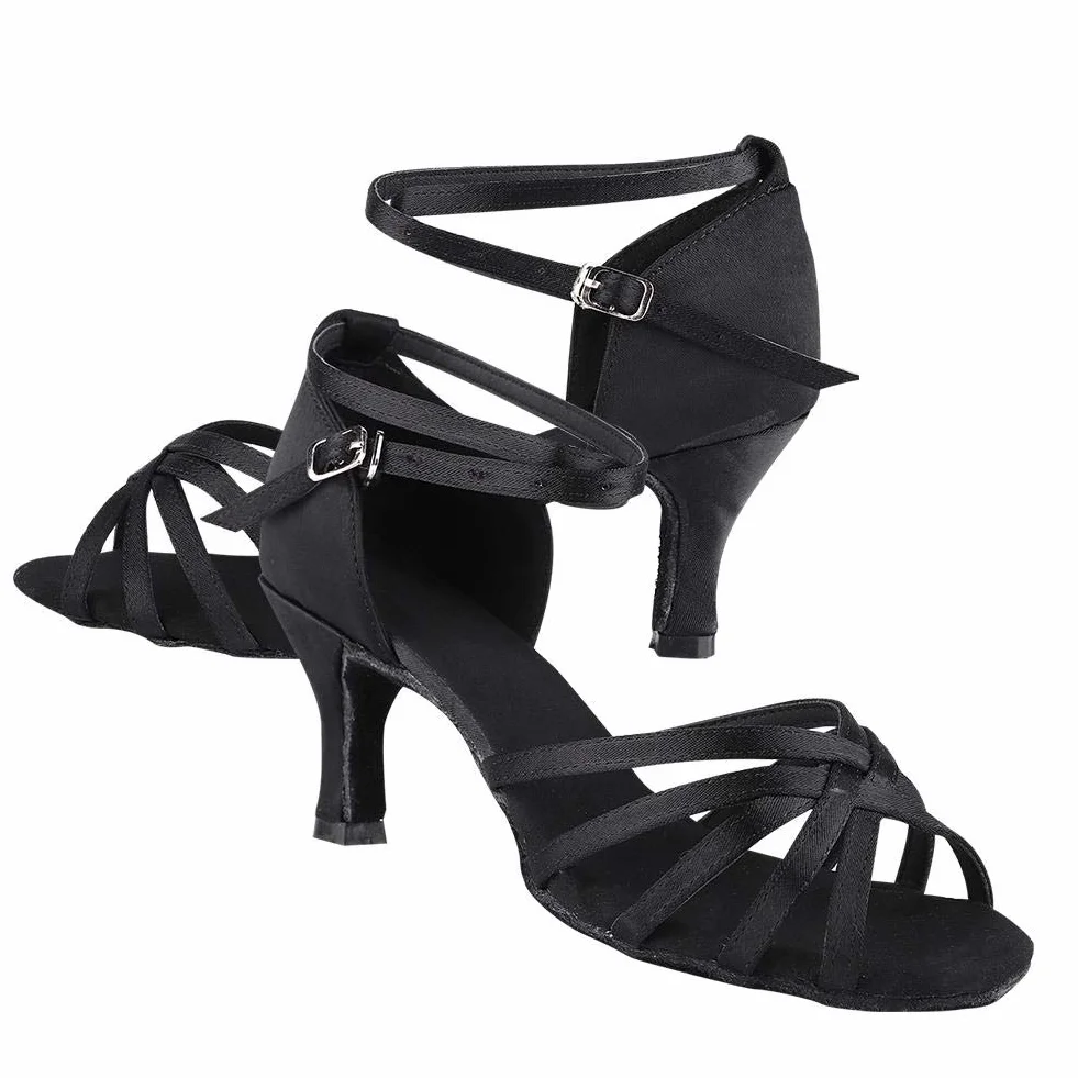 Keenso Latynoskie buty do tańca na salę balową, importowana satynowa tkanina, buty do tańca latynoskiego, modne i klasyczne