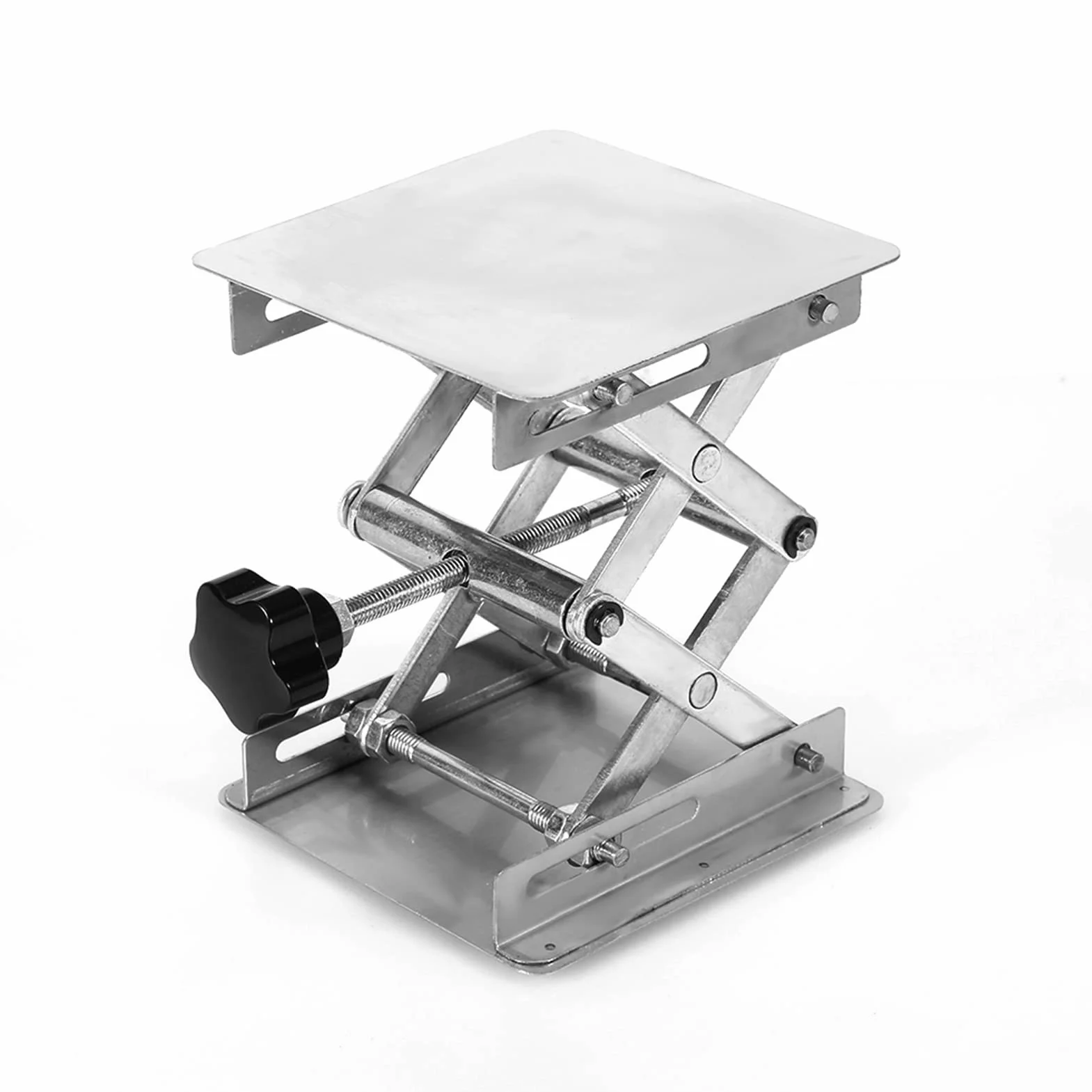 Podnośnik nożycowy laboratoryjny laboratoryjny 10 x 10 cm, laboratoryjny podnośnik ze stali nierdzewnej, stojak nożycowy, podnośnik laboratoryjny, sterowanie ręczne