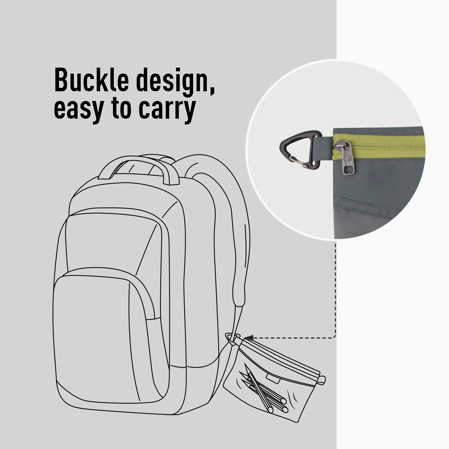 pack all Wodoodporny materiał etui na zamek błyskawiczny, siatkowe torby na zamek błyskawiczny do przechowywania, podróży, biura (szare, średni)