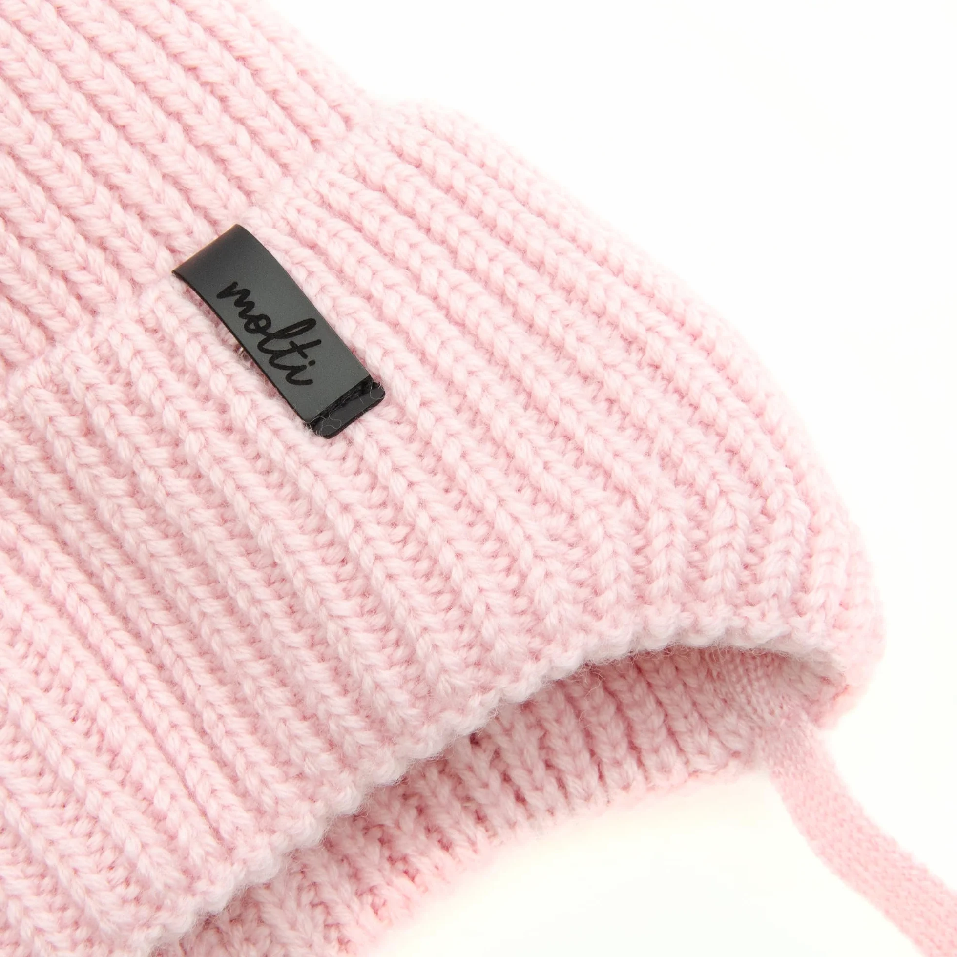 molti Dziecięca czapka zimowa beanie ze 100% wełny merino z podszewką z polaru, czapka z dzianiny z tasiemkami i pomponem, ciepła i miękka, Öko-Tex, rozmiar 46-48, brązowa