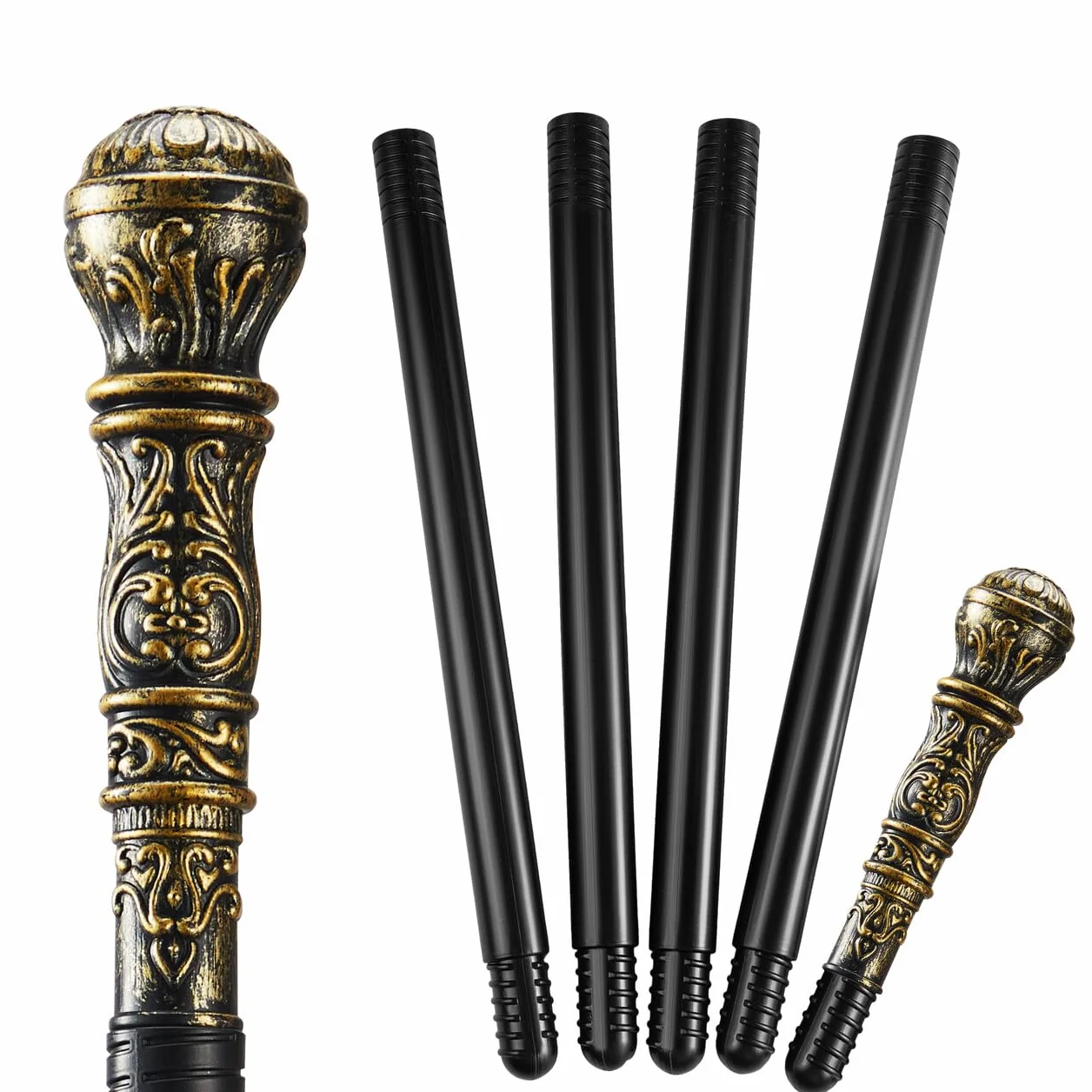 JOIN Halloween elegancki styl vintage laska czarodziej złoty 9,9 cm rekwizyt do kostiumu