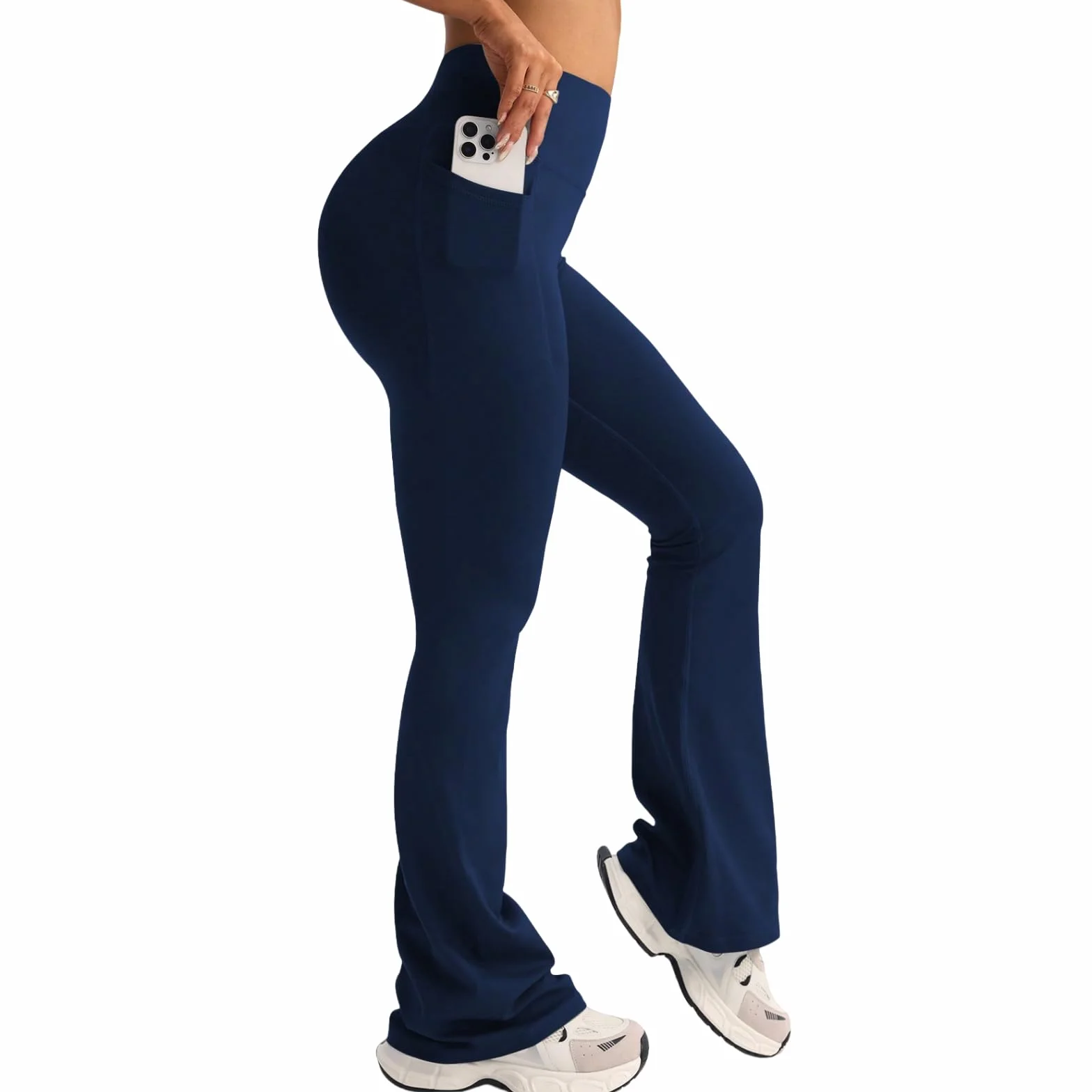 Damskie spodnie do jogi z wysokim stanem z rozkloszowanymi legginsami kontrola brzucha elastyczne spodnie do jogi pilates ćwiczenia fitness praca na co dzień