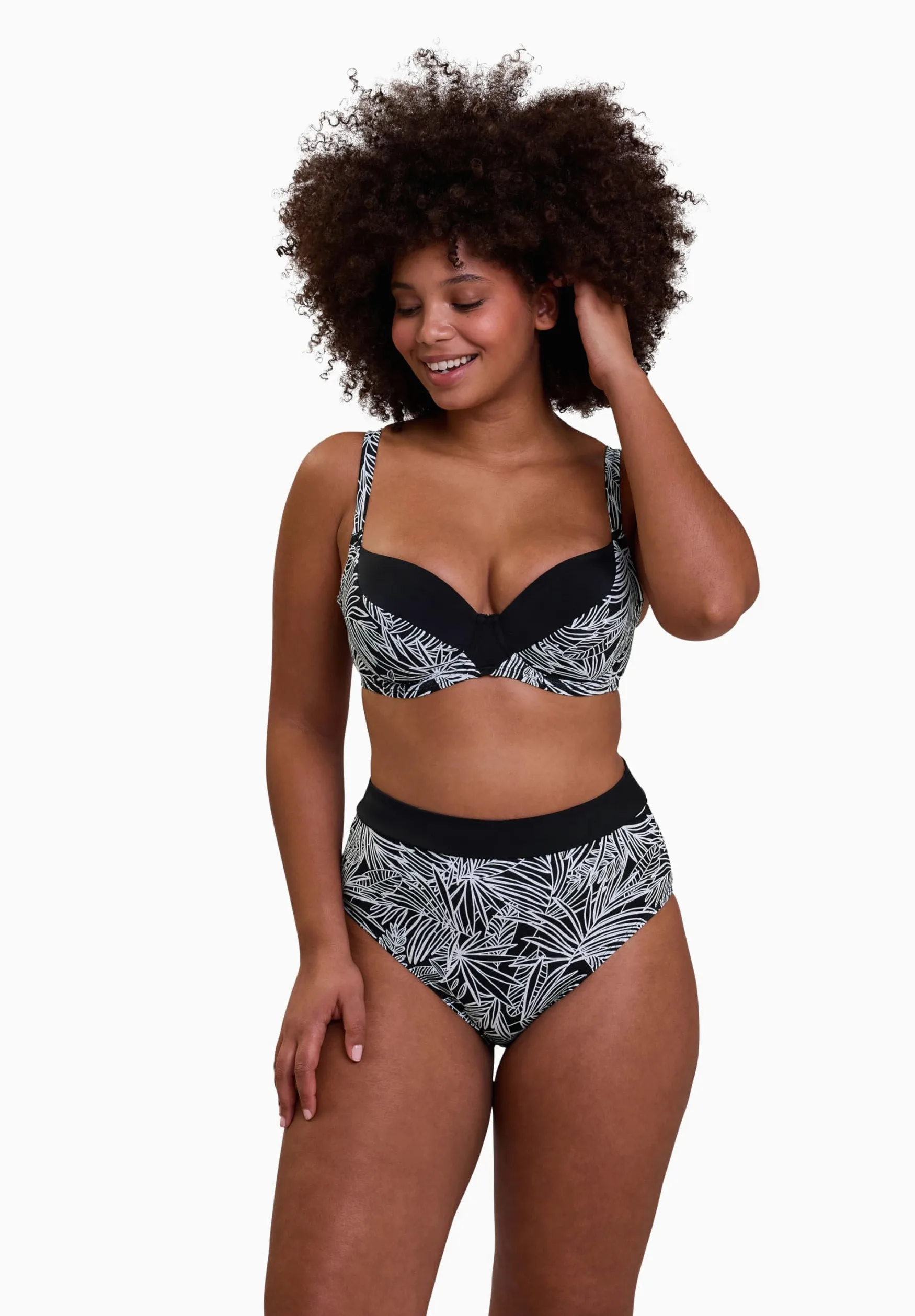 Sans Complexe Seychelles_78aam89 Damski top bikini (zestaw 1 sztuk), Graficzny nadruk z palmą, 75E