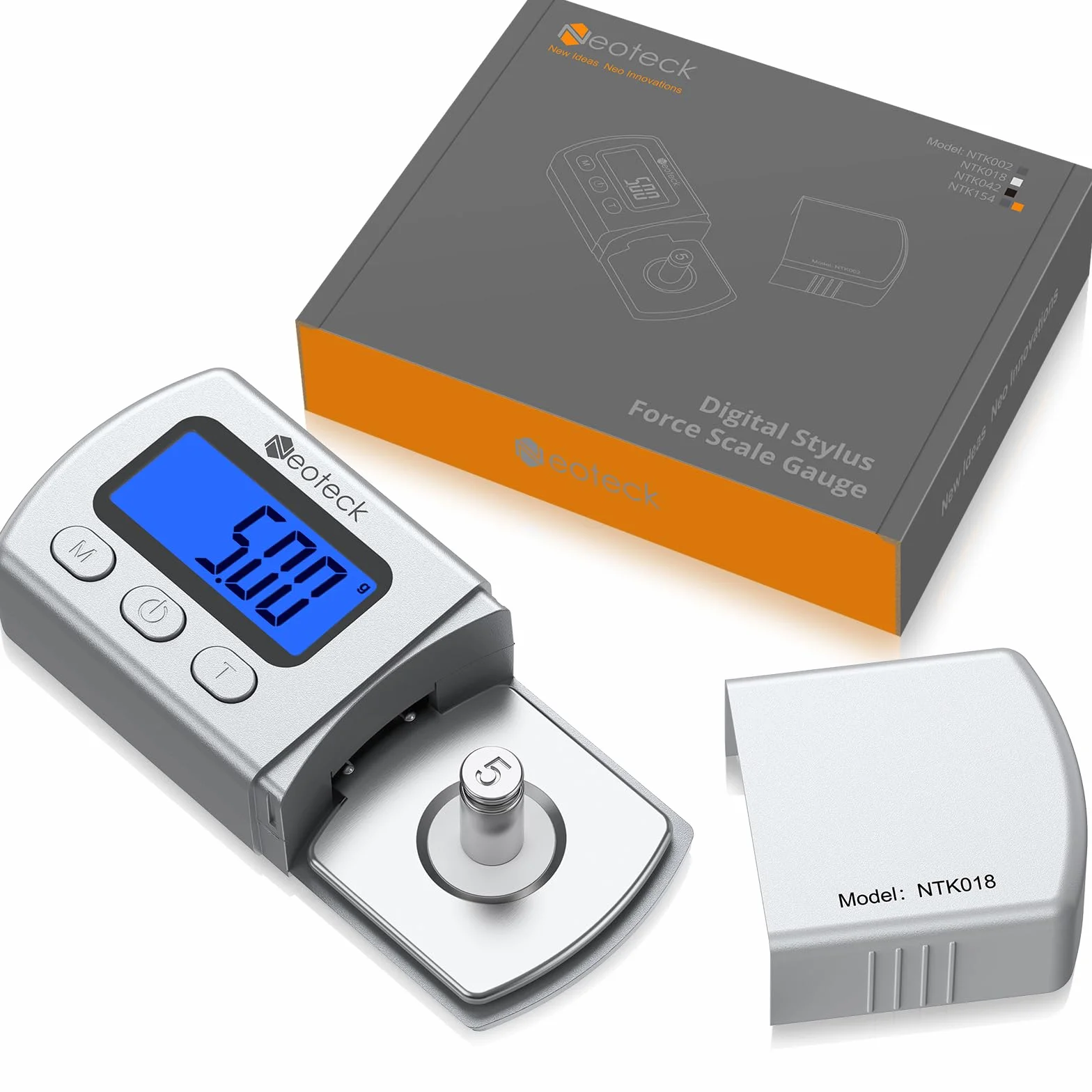 Neoteck Cyfrowa skala ramienia gramofonowego Tester siły nacisku ramienia gramofonowego Tester siły nacisku ramienia gramofonowego 0.01g Niebieskie podświetlenie LCD dla ramienia gramofonowego - srebr