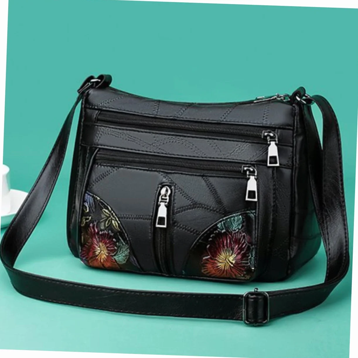 CALLARON Skórzana Torba Na Zewnątrz Damska Torba Na Ramię Modna Torba Typu Crossbody Dla Dziewcząt Kieszenie Na Zamek Błyskawiczny Mini Torby Dla Dziewcząt Czarna
