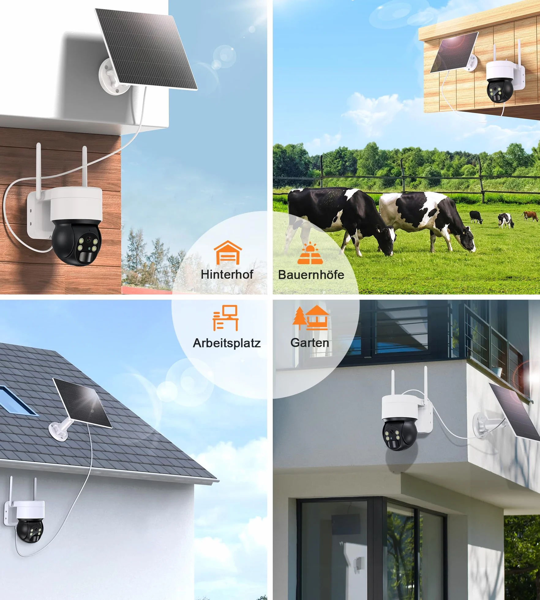 Panel słoneczny 6 W do kamery monitorującej z akumulatorem, do zewnątrz, moduł solarny 5 V USB-C, kamery zasilane bateriami, regulowany uchwyt 360°, wodoszczelność IP65