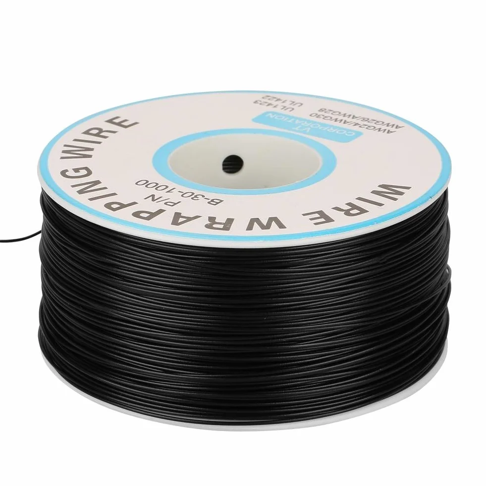 【𝐖𝐢𝐞𝐥𝐤𝐚𝐧𝐨𝐜】 1Roll Electric Cable, drut miedziany, 30AWG, średnica rdzenia: 0,25 mm, kolor czarny