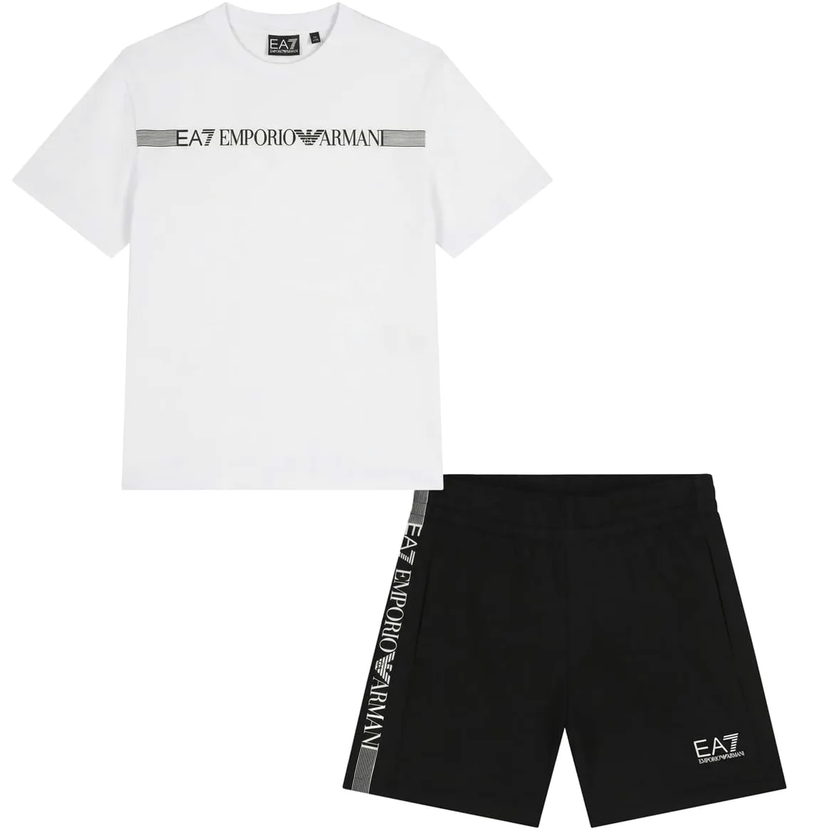 Emporio Armani EA7 Bawełniana koszulka i szorty z serii Logo dla dzieci i nastolatków, 7B000267