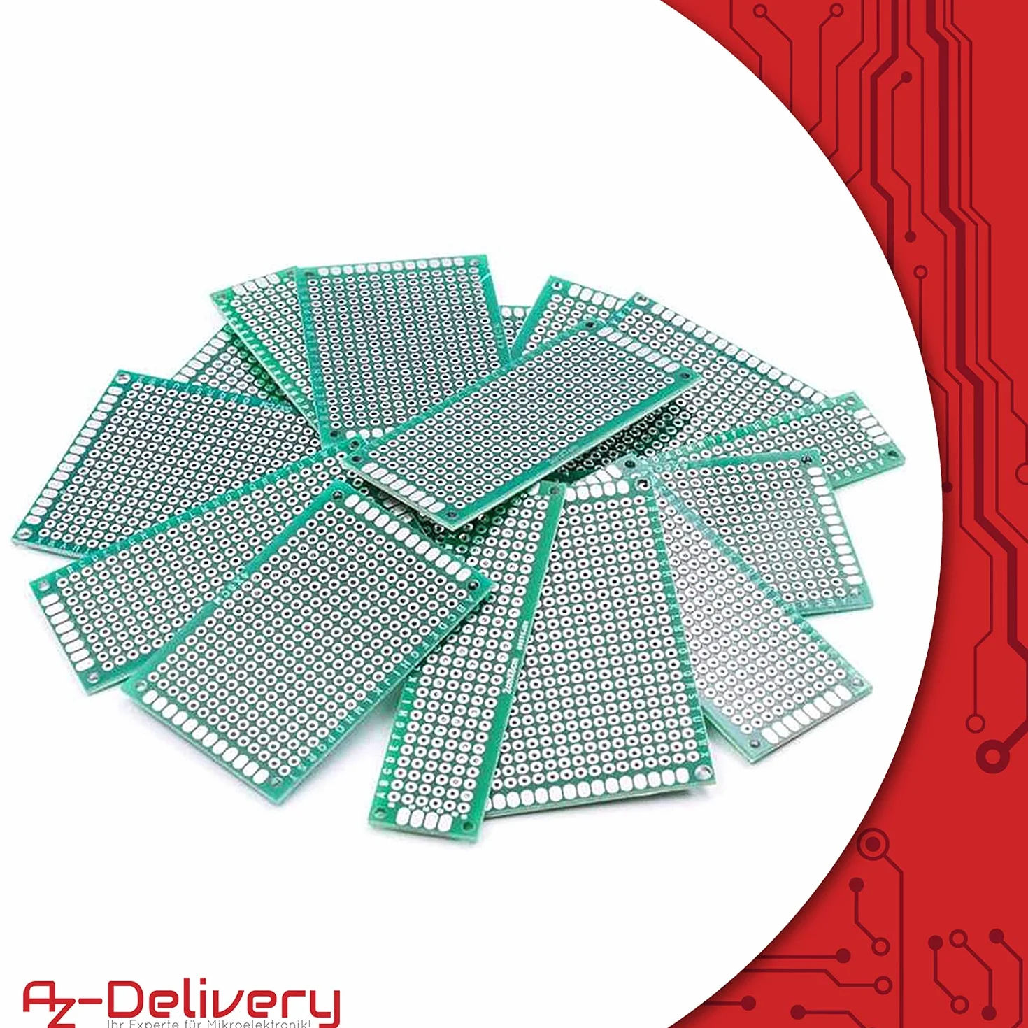 AZDelivery Zestaw 16 x PCB Board breadboard płytka drukowana kompatybilny z Arduino wraz z e-bookiem!