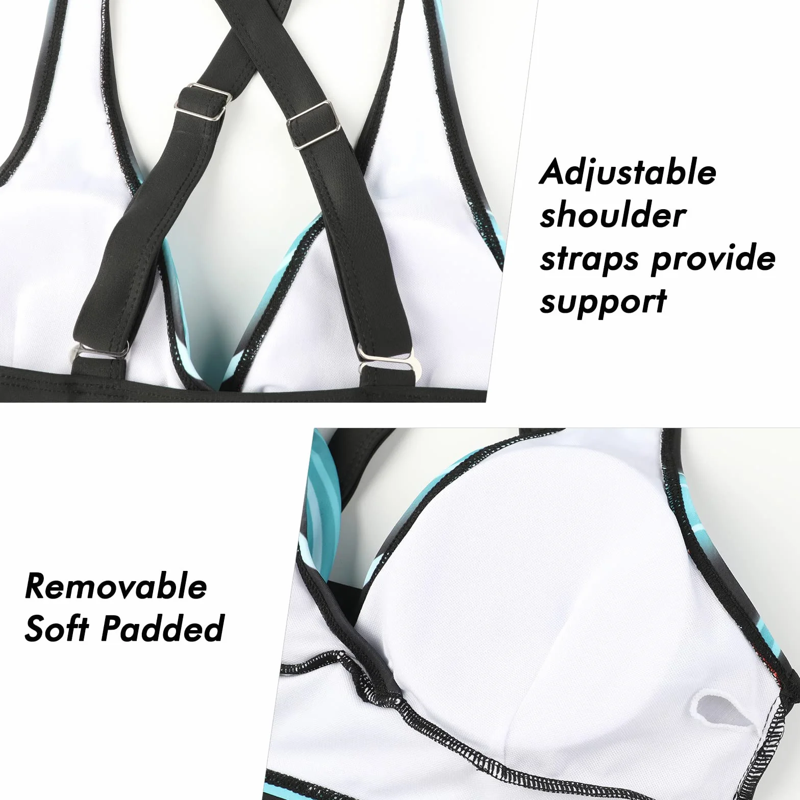 Adigaber Damskie dwuczęściowe stroje kąpielowe Criss Cross Top Bikini z wysokim stanem dół kontrola brzucha kostiumy kąpielowe vintage nadruk stroje kąpielowe