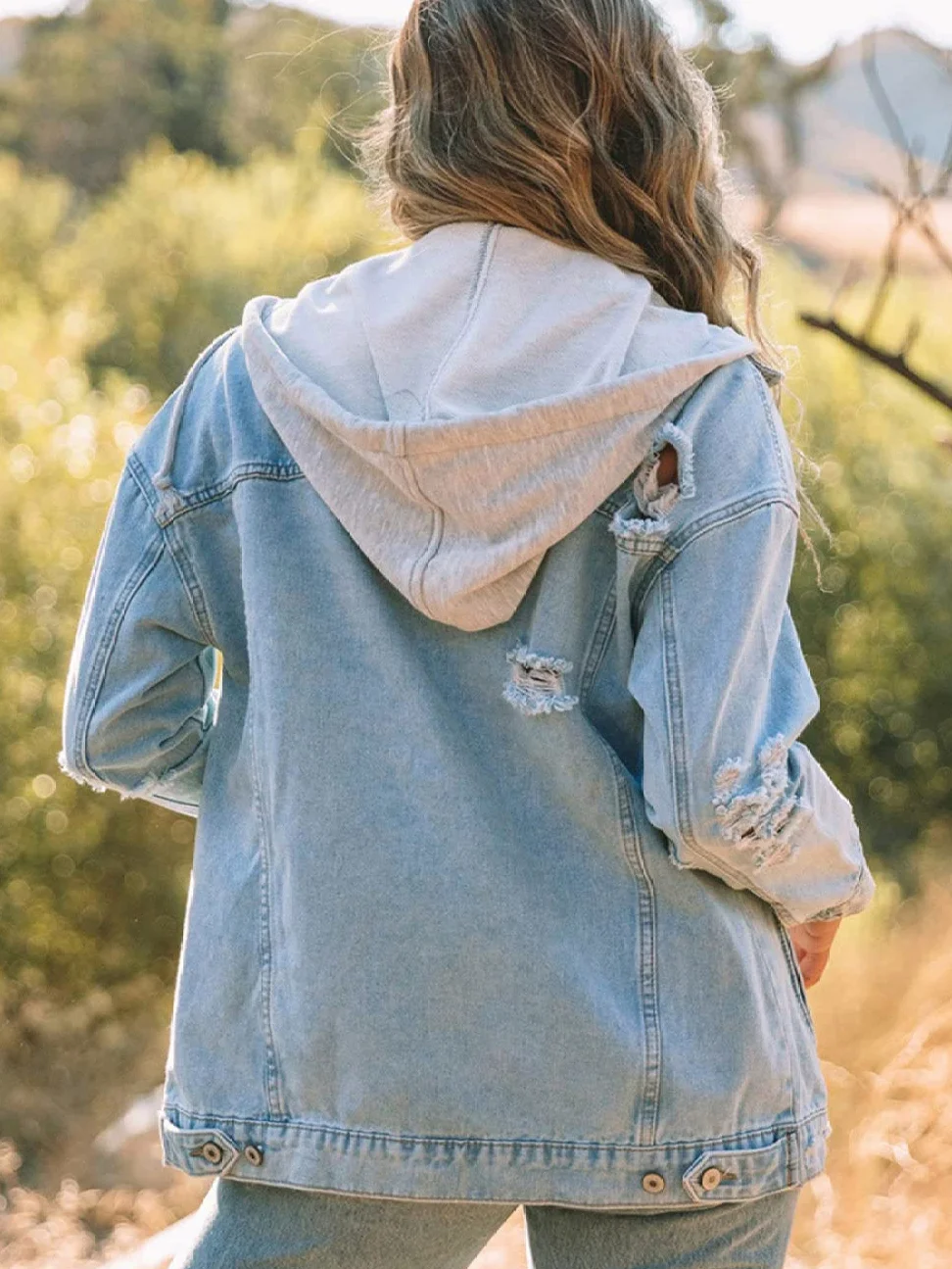 Damskie kurtki dżinsowe, damska sprana bawełniana kurtka dżinsowa jasnoniebieska bluza z kapturem postarzana moda wiosna jesień krótkie topy luźny krój vintage płaszcz chłopak kurtka dżinsowa