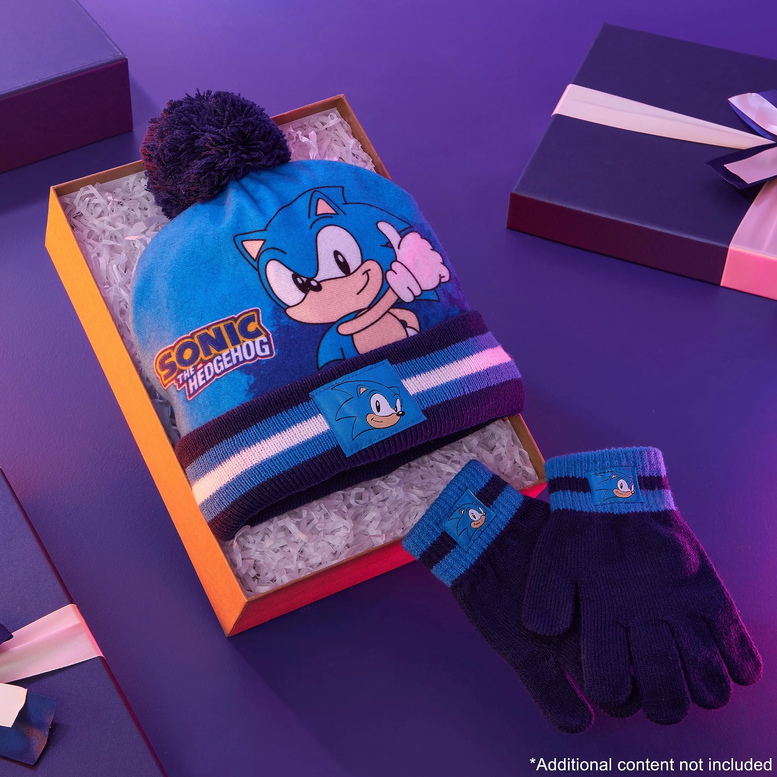 SONIC THE HEDGEHOG Czapka beanie szalik i rękawiczki zestaw dla chłopców