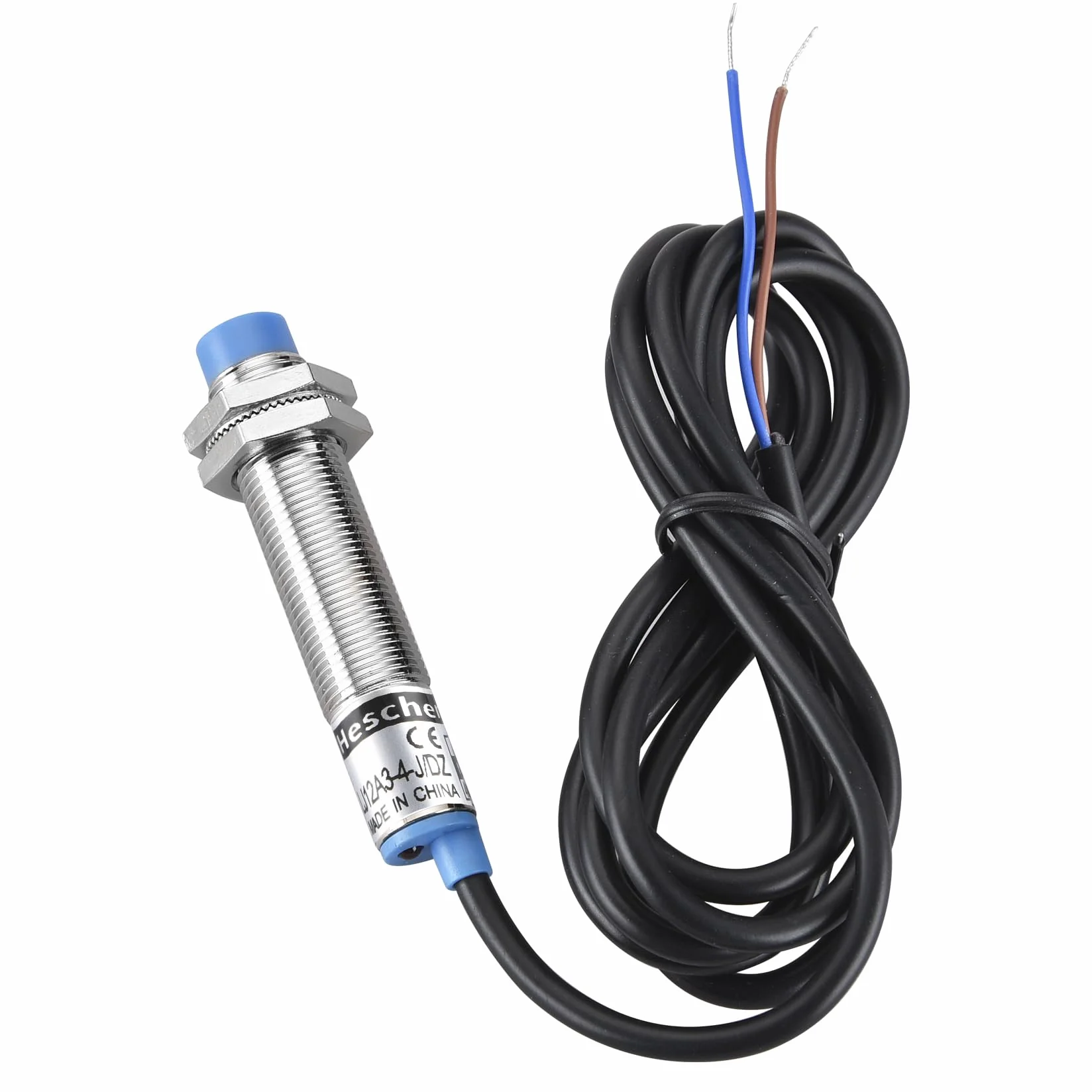 Heschen M12 - Nieekranowany indukcyjny czujnik zbliżeniowy typu LJ12A3-4-J/DZ detektor 4 mm 90-250 VAC 400 mA normalnie zamknięty (NC) 2 przewody