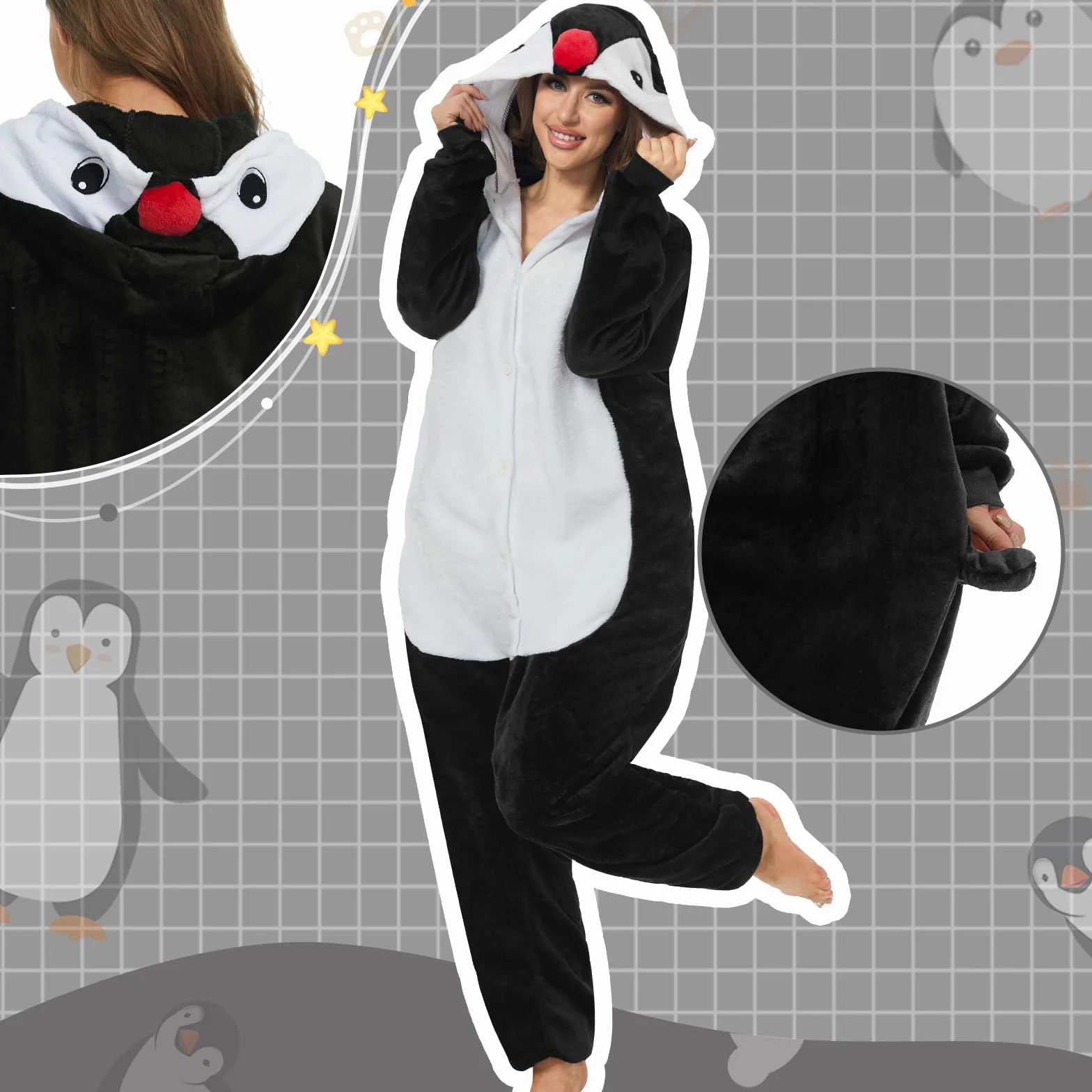 JONRRYIN Piżama Zwierzęta Dorosły Unisex Kombinezon, Zwierzęca Piżama Onesie Kostium, Piżama Kigurumi Anime Sleepwear Kombinezon Cosplay Zestaw na Halloween, karnawał