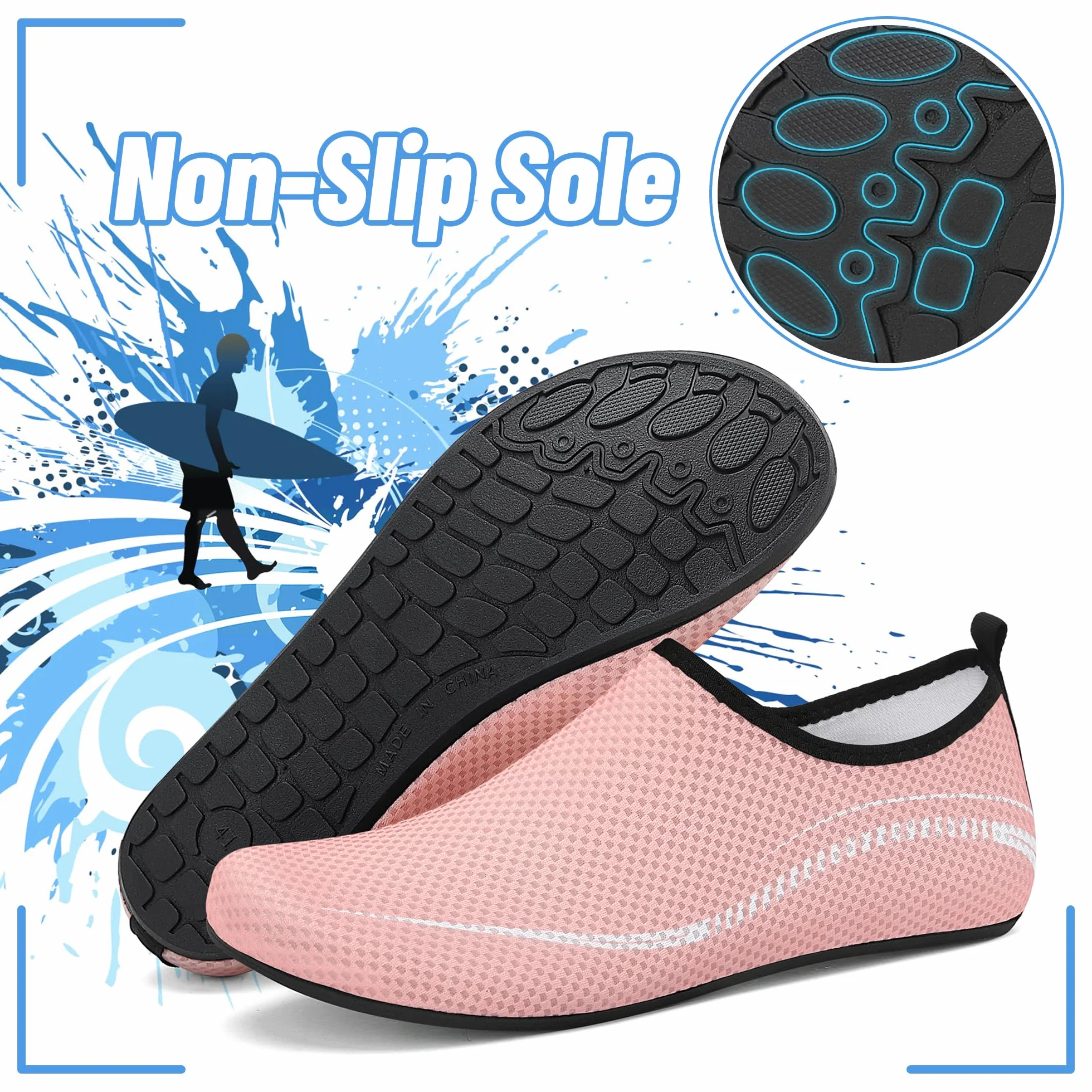 Buty do Wody Water Shoes Buty do SportóW Wodnych Lekkie Buty do PłYwania Buty PlażOwe Buty do Jogi Buty do Surfowania dla Kobiet I MężCzyzn.Różowy, 39EU