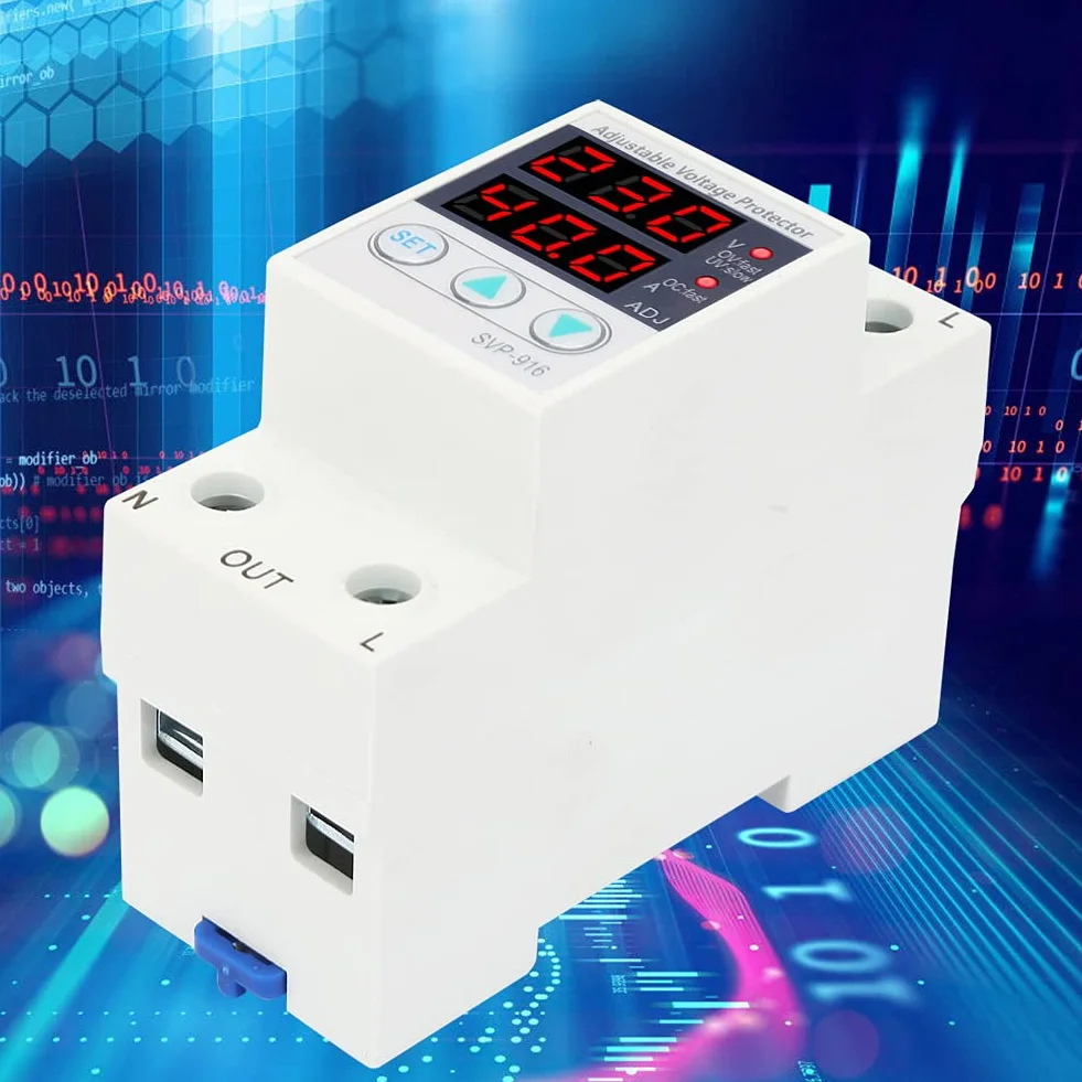 Przekaźnik Napięcia Jednofazowy 40A 230V AC z Zabezpieczeniem Przepięciem i Niskim Napięciem Montaż na Szynie DIN 50/60 Hz 2W