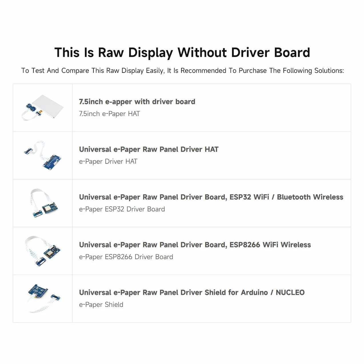 Waveshare 7.5 Inch E-Paper Raw Display Panel V2 800x480 Resolution 3.3V E-Ink Electronic Paper Screen Without PCB with Embedded Controller,Communicating via SPI Interface