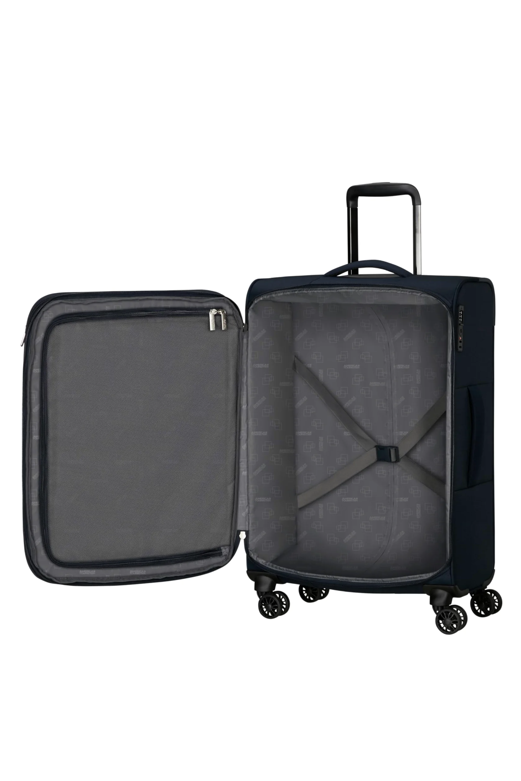 American Tourister Poproll - 3-czesciowy zestaw walizek miekkich (Bagaz podreczny, Srednia, Duza), Lekki - Niebieski (Navy)