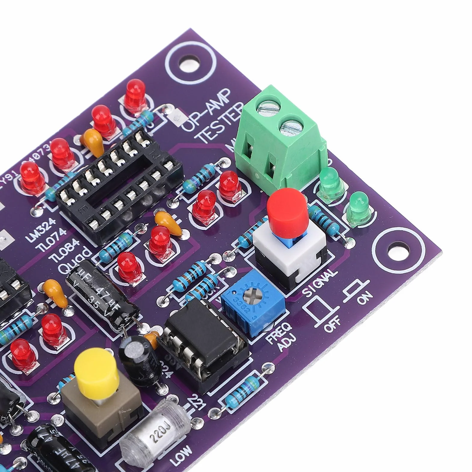 Moduł Testowy OP AMP Test Obwodu Wzmacniającego Płytka Testowa Wzmacniacza Operacyjnego dla Pojedynczego Podwójnego Quada DC12V T2 Tester