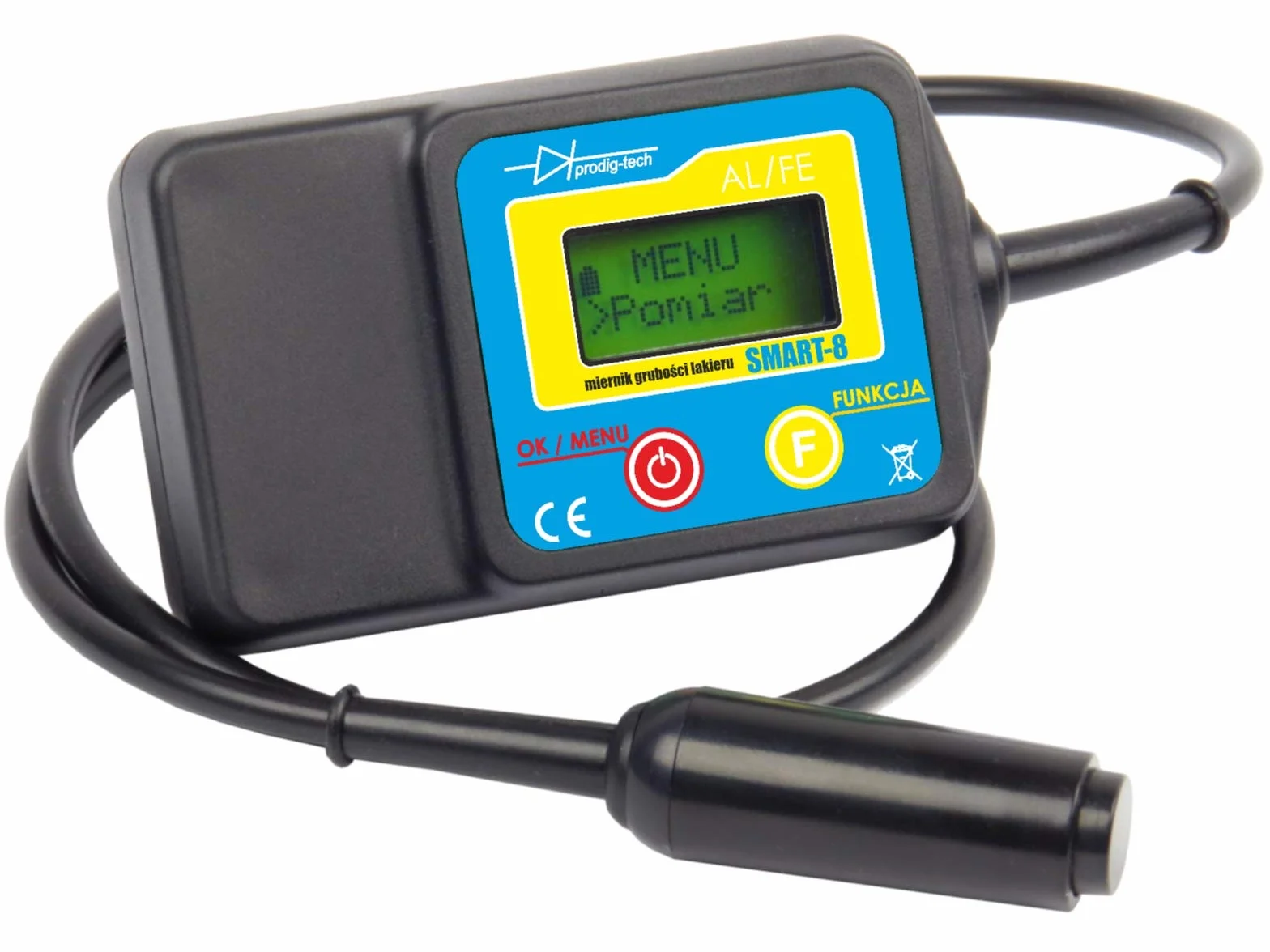 Miernik grubości lakieru GL-SMART-S (PL/EN/DE) | Aplikacja mobilna Android, iOS | Sonda na przewodzie - dociskowa | Grubościomierz lakieru samochodowego | Tester lakieru | Miernik grubości farby na samochodzie | Stal, stal ocynkowana, aluminium | Asystent