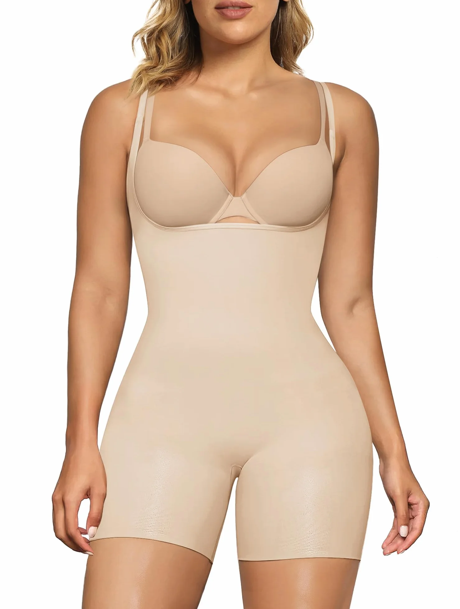 ShaperX Damskie Body Modelujące Brzuch z Otwartym Biustem Bezszwowe