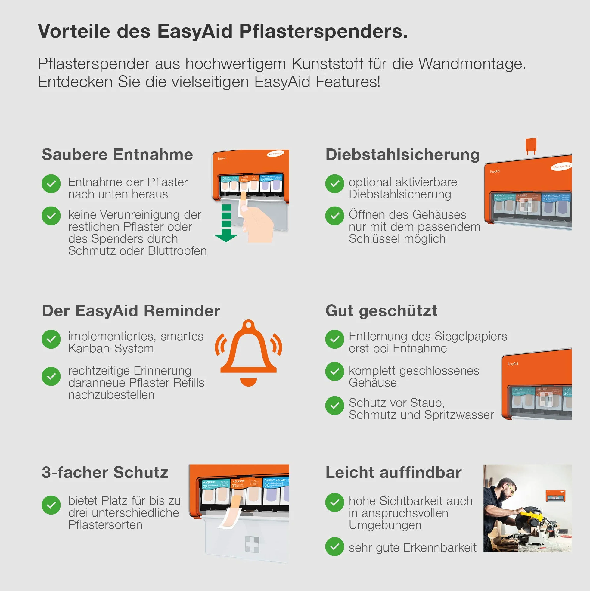 ACTIOMEDIC I DETECT ELASTIC Zestaw uzupełniający wykrywalnych plastrów, 30 sztuk, Dla przemysłu spożywczego, Kompatybilny z dozownikiem plastrów EasyAid, Hipoalergiczne, elastyczne bandaże, Niebieski