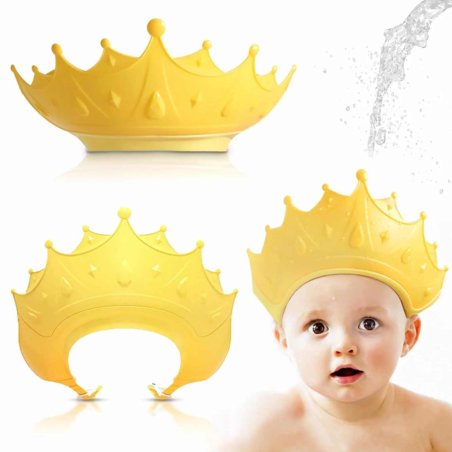 Czepek kąpielowy dla dzieci, szampon dla niemowląt, czepek ochronny dla niemowląt, regulowany czepek pod prysznic, ochrona przed dziećmi, do pielęgnacji niemowląt (żółty)