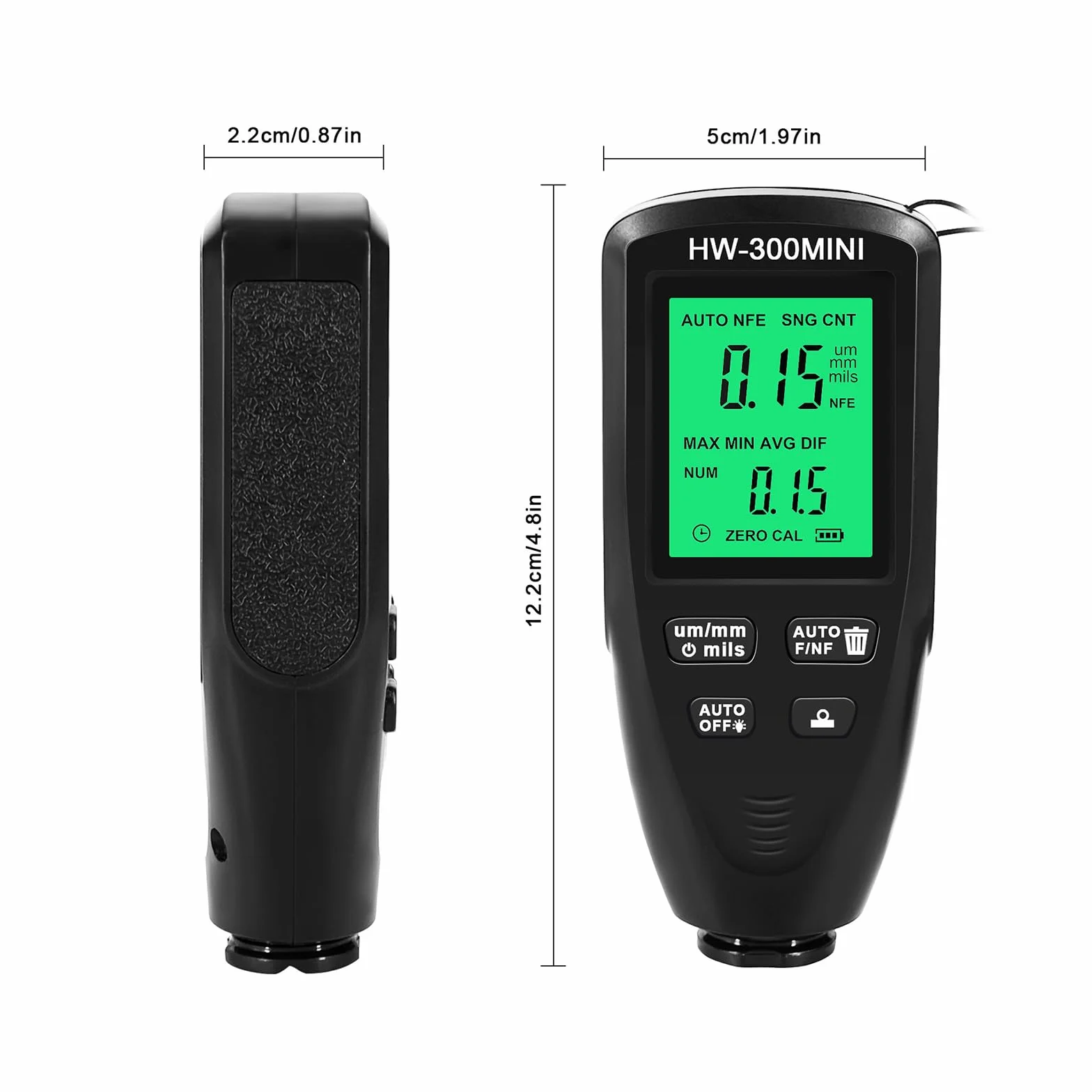 Miernik grubości warstwy 0-2000 μm, miernik grubości z cyfrowym wyświetlaczem LCD i poziomem baterii, miernik warstwy lakieru Auto Fe & NFE cyfrowy miernik lakieru do testerów lakieru samochodowego