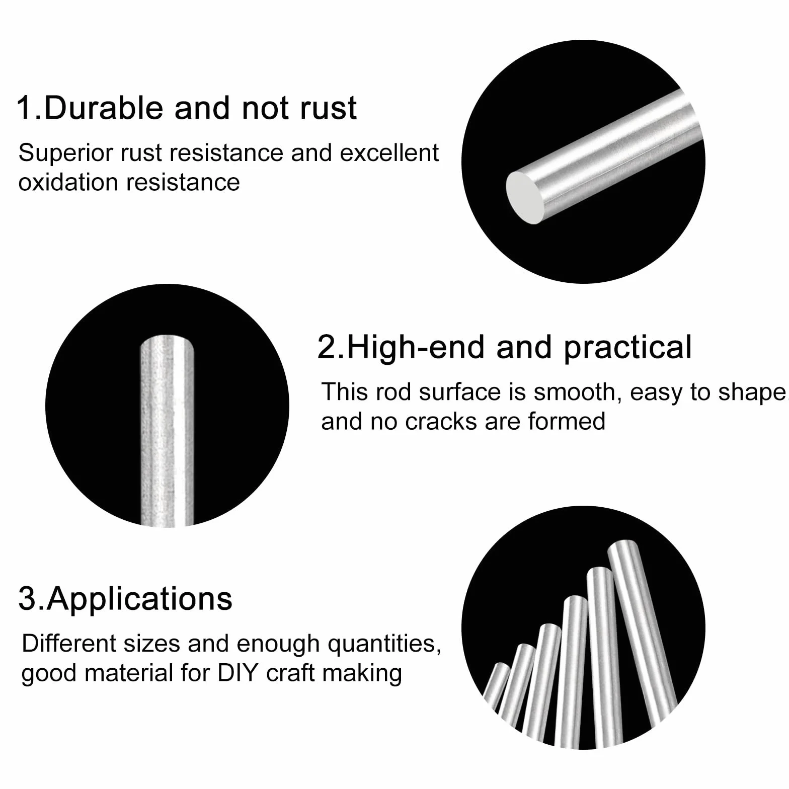 QUARKZMAN 4 metalowe pręty 304 do ogrodu, 3 mm x 120 mm, metalowe pręty do majsterkowania, motocykli, dekoracji, ogrodu