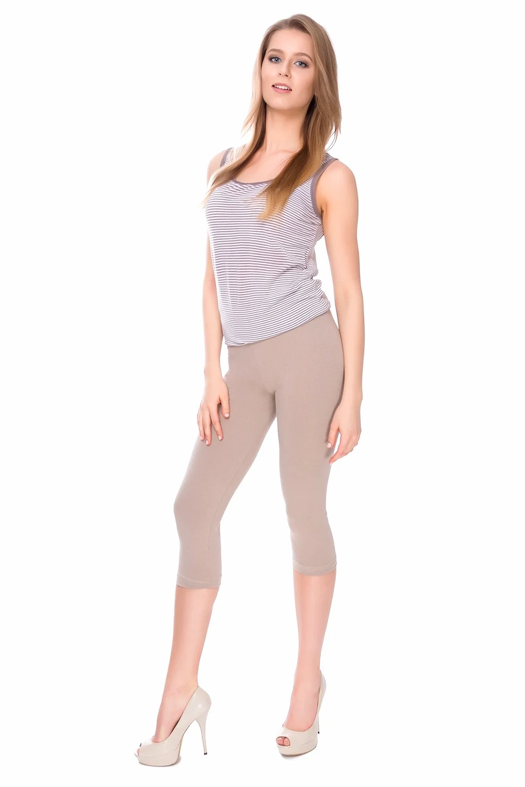SOFTSAIL Damskie legginsy 3/4 długości bawełniane spodnie capri legginsy aktywne spodnie maślane miękkie na co dzień sport trening siłownia bieganie joga 8-24 UK
