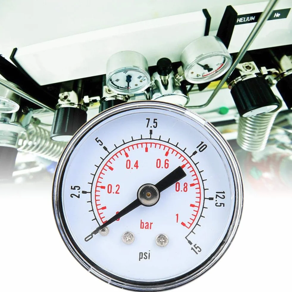 Mechanisches Manometer, 1/8 Zoll BSPT Axialmanometer für Luft, Öl und Wasser(0-15psi,0-1bar)