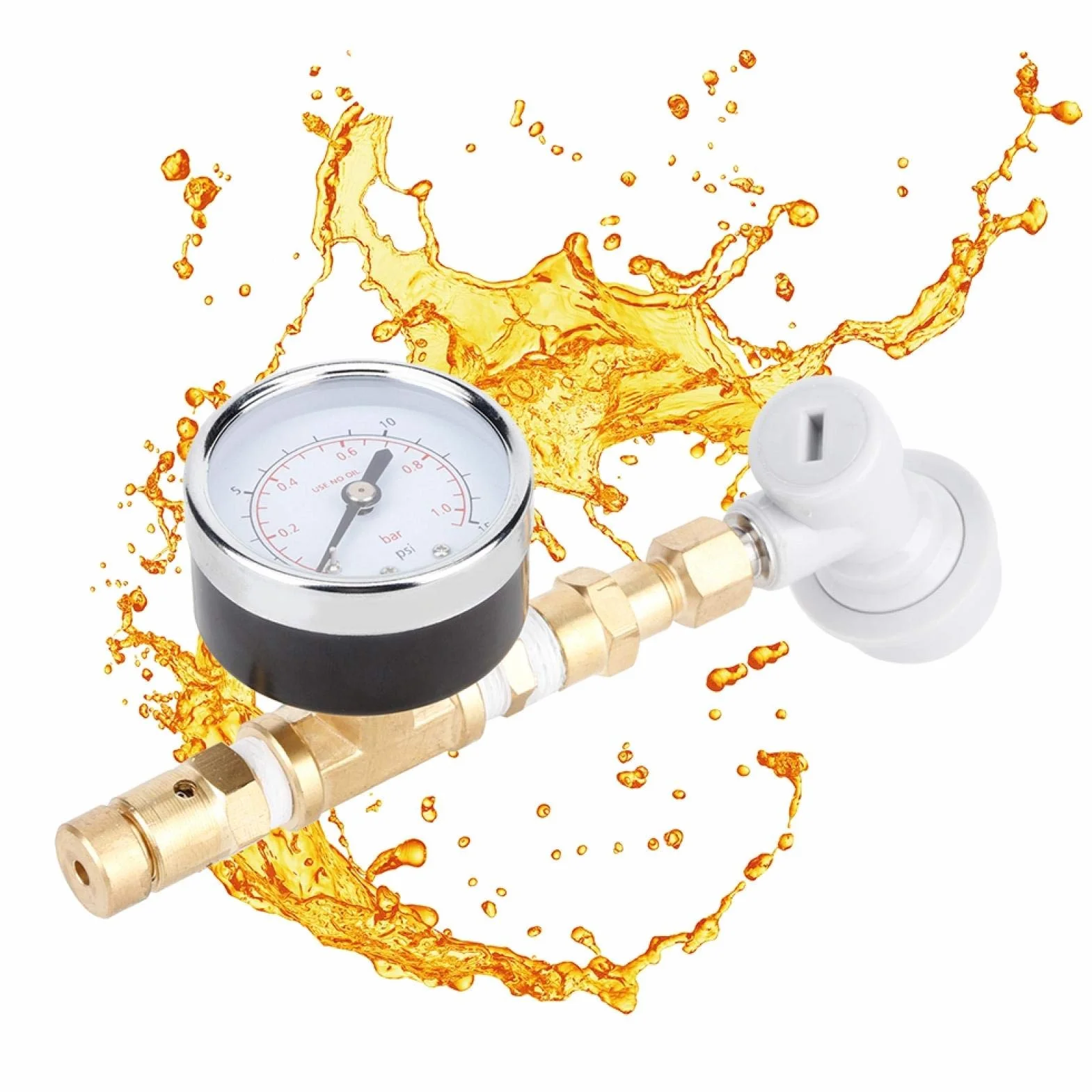 Homebrew zawór bezpieczeństwa, regulowany zawór bezpieczeństwa, zespół zaworu bezpieczeństwa, system zaparzania Blokada kulowa z manometrem 0-15 psi (0-1bar)