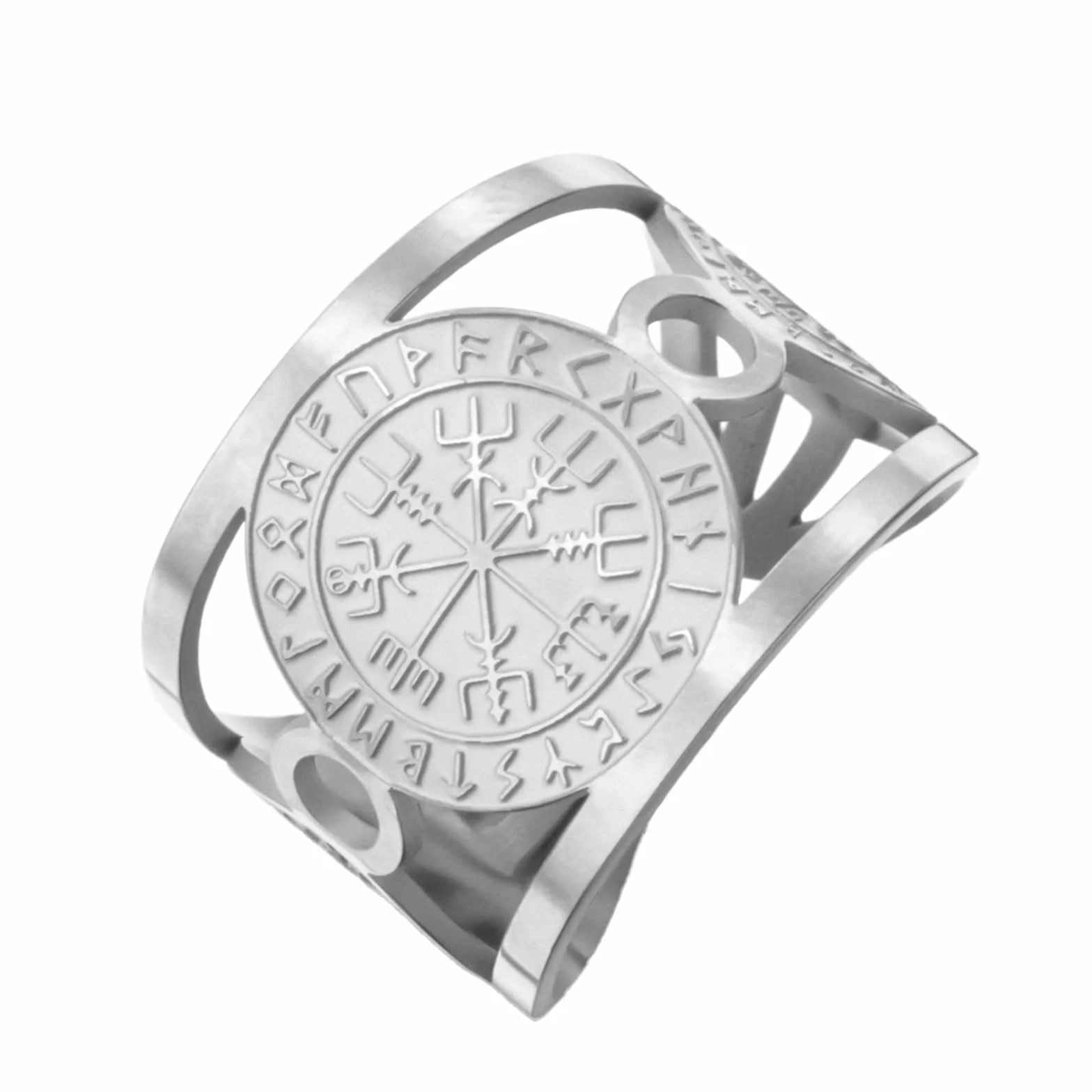 TEAMER Regulowany pierścień Vegvisir ze stali nierdzewnej nordycki kompas runiczny ochrona i przewodnik amulet biżuteria dla kobiet