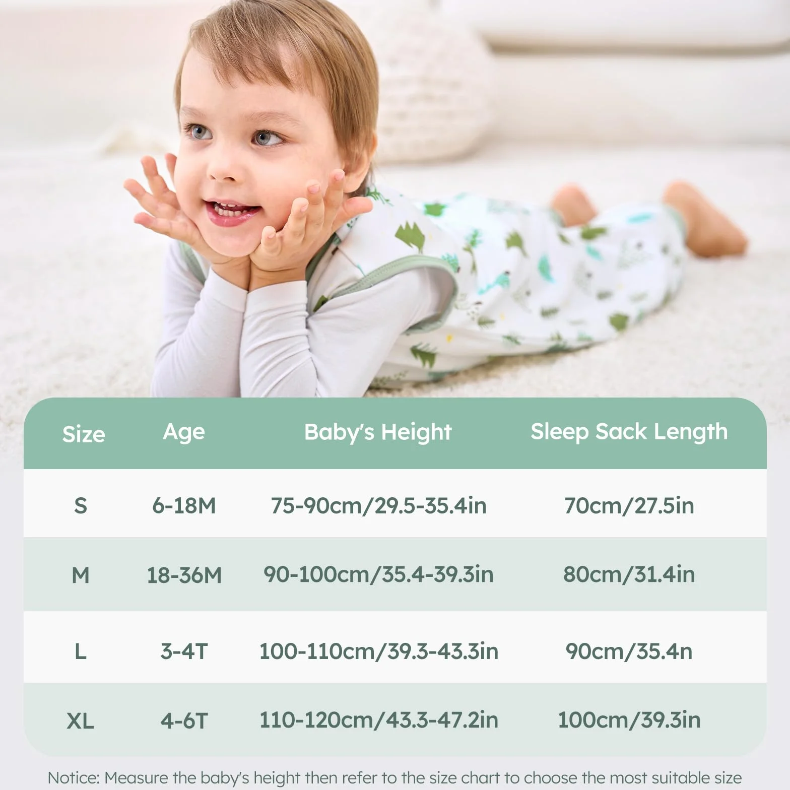 Unnivoll Śpiwór niemowlęcy z nogawkami, 1,0 Tog, śpiwór niemowlęcy na lato, 2 sztuki, bawełniany śpiwór z nogawkami, miękki 100 cm, dla chłopców i dziewczynek, zielone drzewo