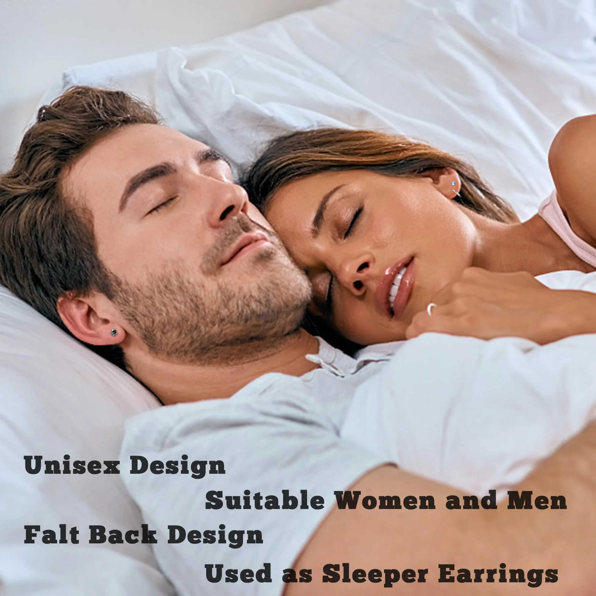LOFITOR Titanium Earrings for Men Women Titanium Steel Stud Earrings for Sensitive Ears Surgical Steel Flat Back Earrings Silver