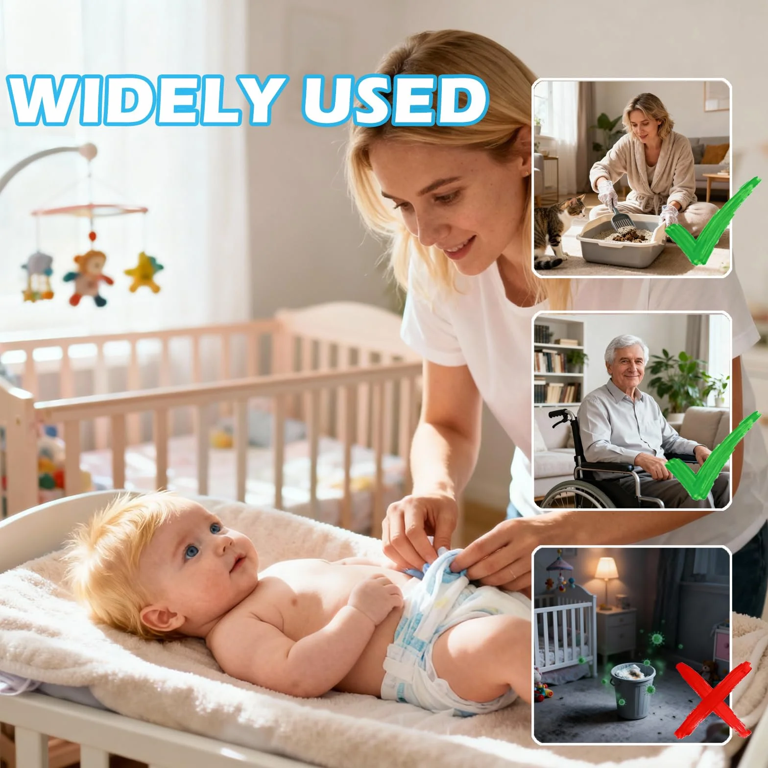12 Wkładów do Kosza na Pieluchy, Pojemników Wkłady Worki Uzupełniająca Kompatybilne z Tommee Tippee, LitterLocker, Twist & Click i Angelcare, 4,5 m Długości do Długotrwałego Użytku