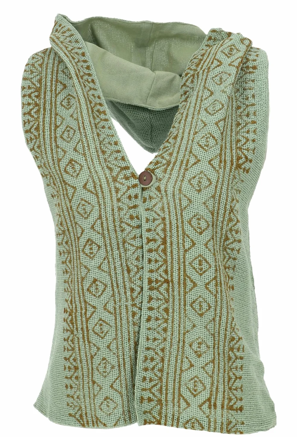 GURU SHOP Damska kamizelka boho z kapturem bez pleców, kamizelka festiwalowa