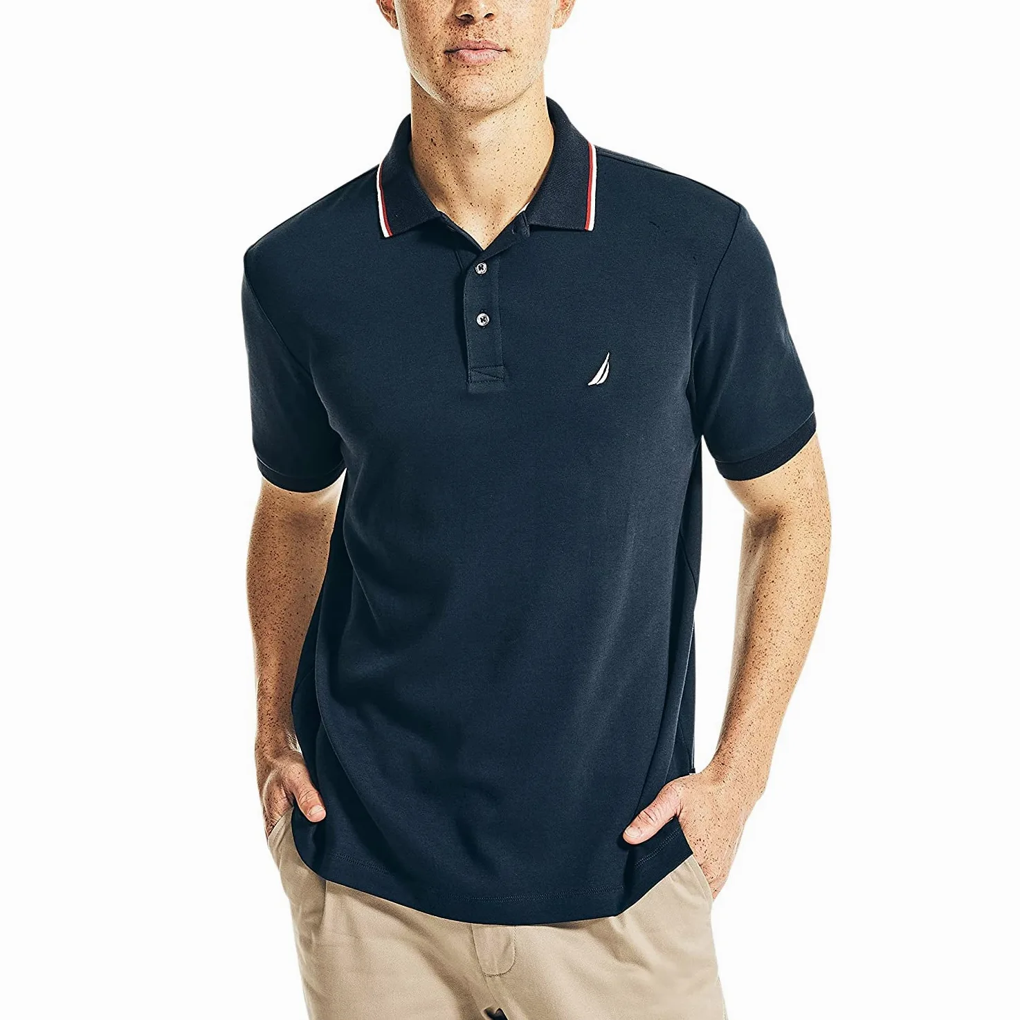 Nautica Męska koszulka polo z krótkim rękawem i podwójnym kołnierzem o klasycznym kroju, granatowy, 3XL